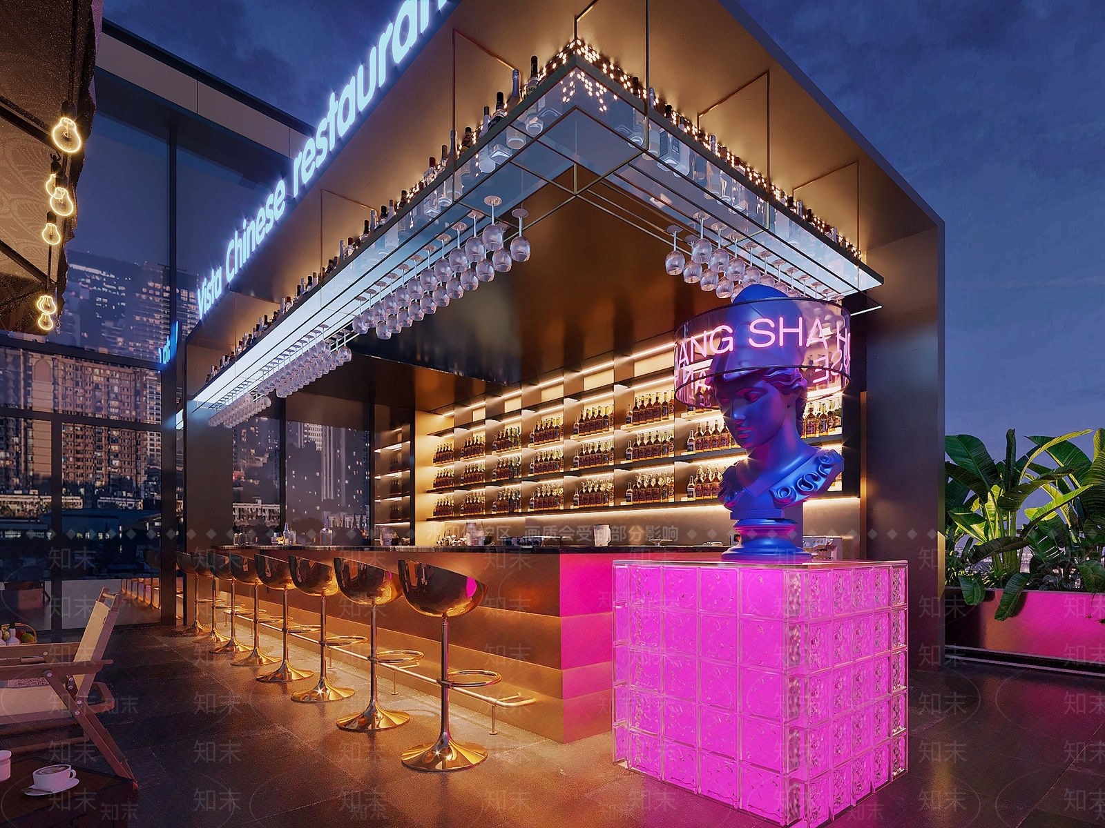 现代露台酒吧3D模型下载【ID:1154539955】