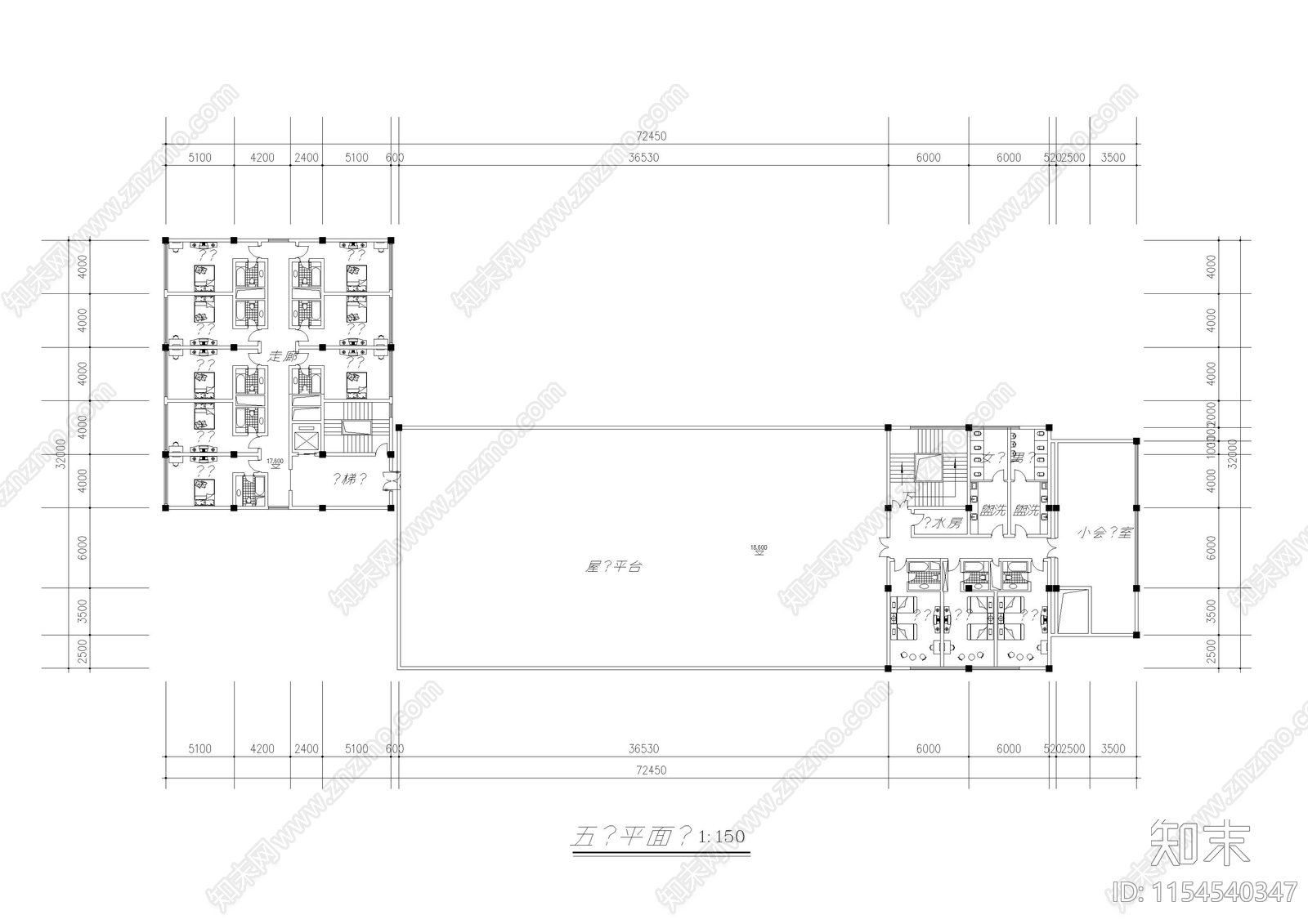 L型宾馆建筑方案设计施工图下载【ID:1154540347】