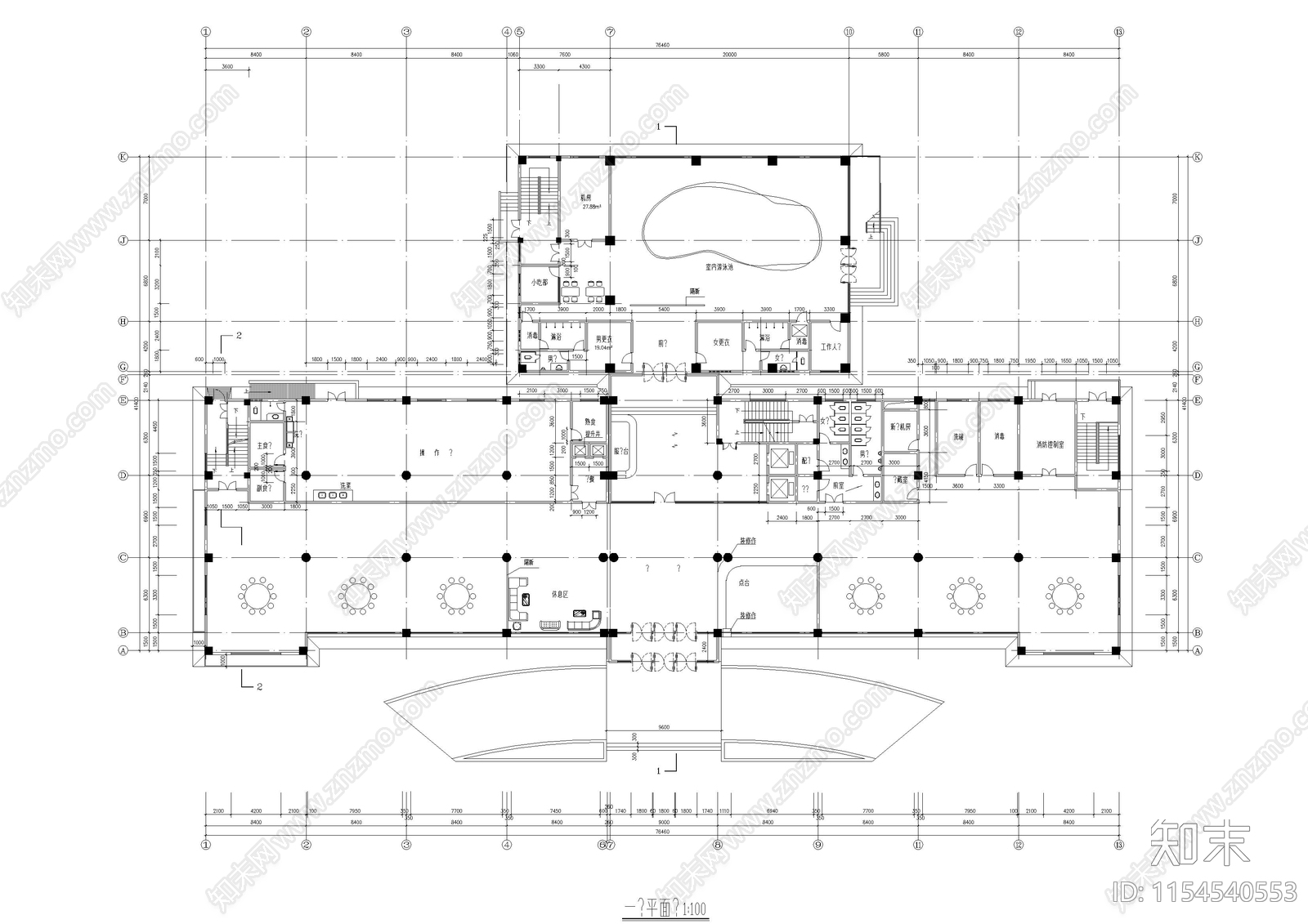 高档会议住宿接待宾馆建施图cad施工图下载【ID:1154540553】