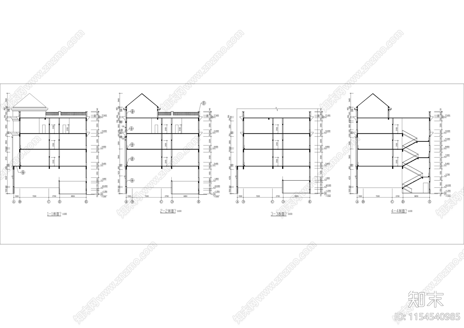 旧宾馆楼改造欧式宾馆建施cad施工图下载【ID:1154540985】