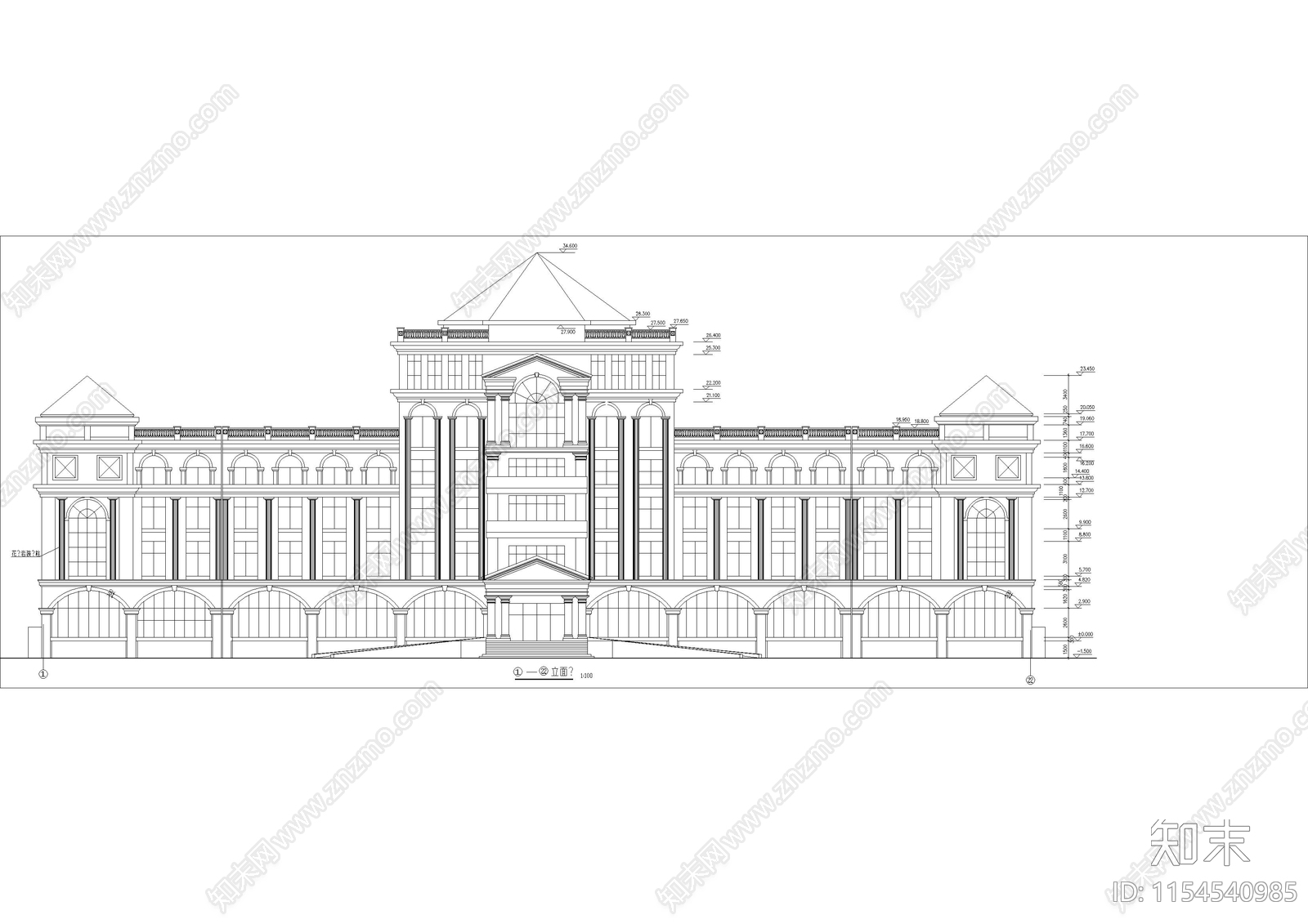 旧宾馆楼改造欧式宾馆建施cad施工图下载【ID:1154540985】