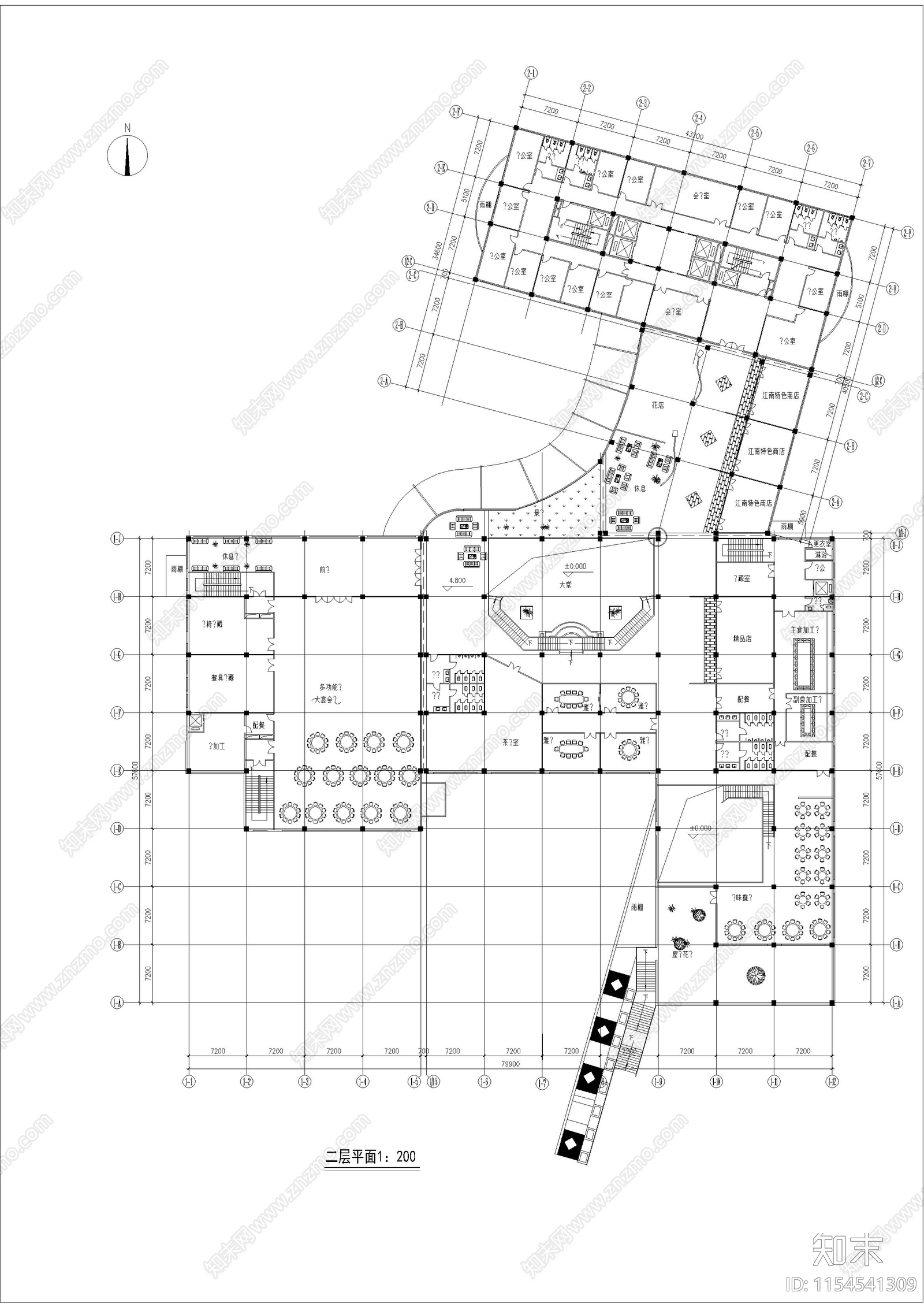 三星级宾馆建筑方案设计图cad施工图下载【ID:1154541309】