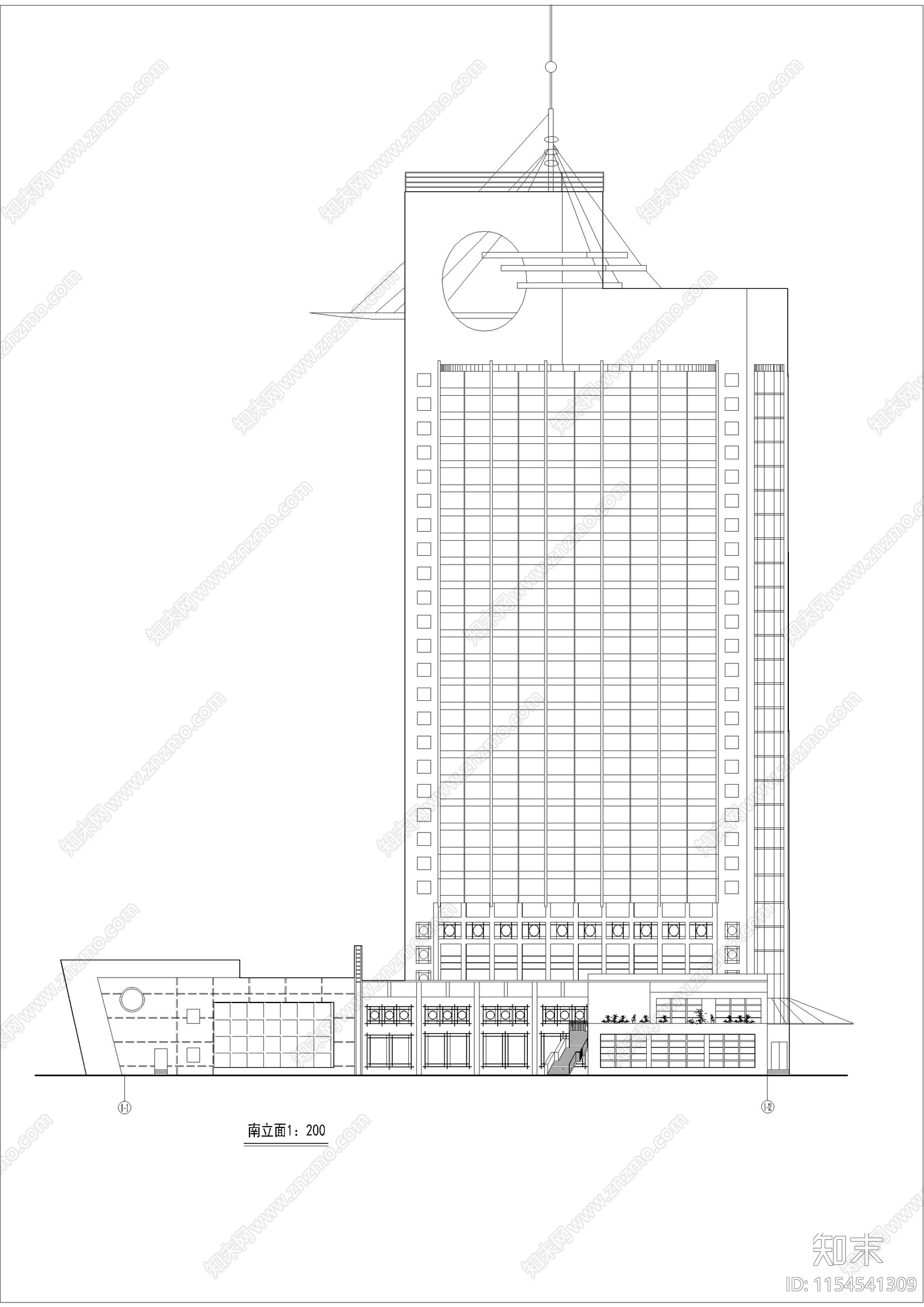 三星级宾馆建筑方案设计图cad施工图下载【ID:1154541309】