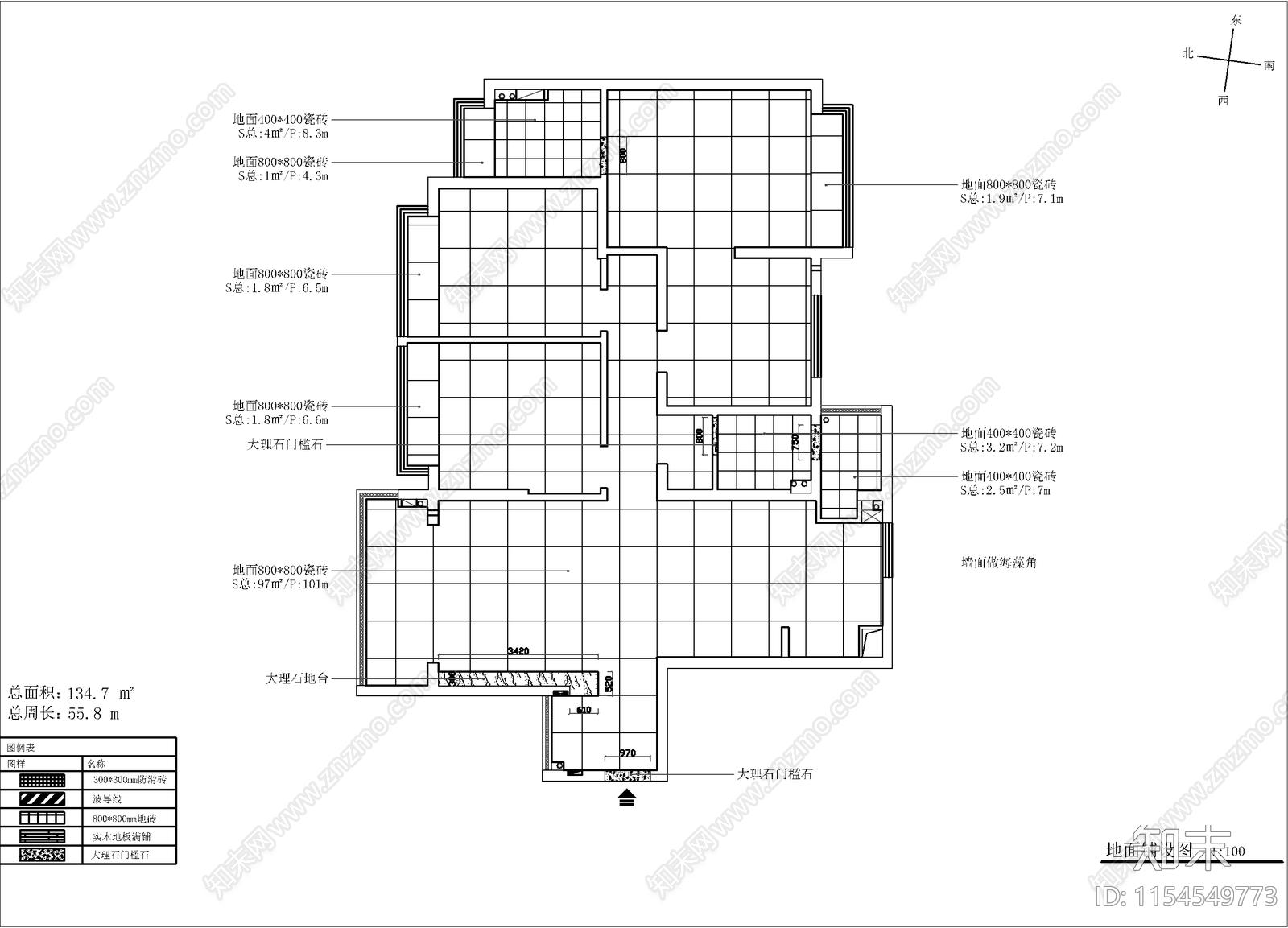 137方现代轻奢大平层室内设计cad施工图下载【ID:1154549773】