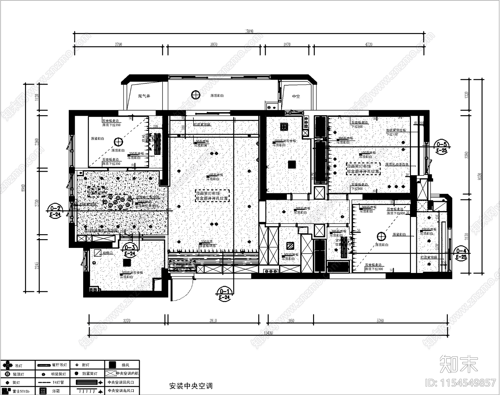 130方现代轻奢大平层室内设计cad施工图下载【ID:1154549857】