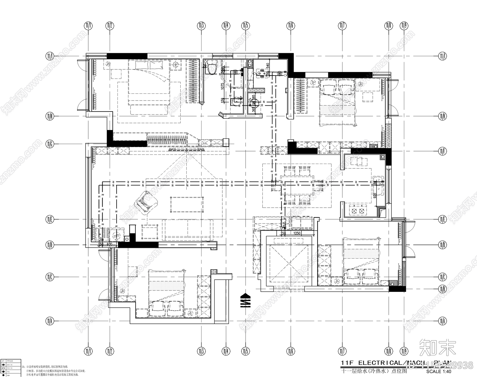 现代轻奢大平层室内设计cad施工图下载【ID:1154549938】