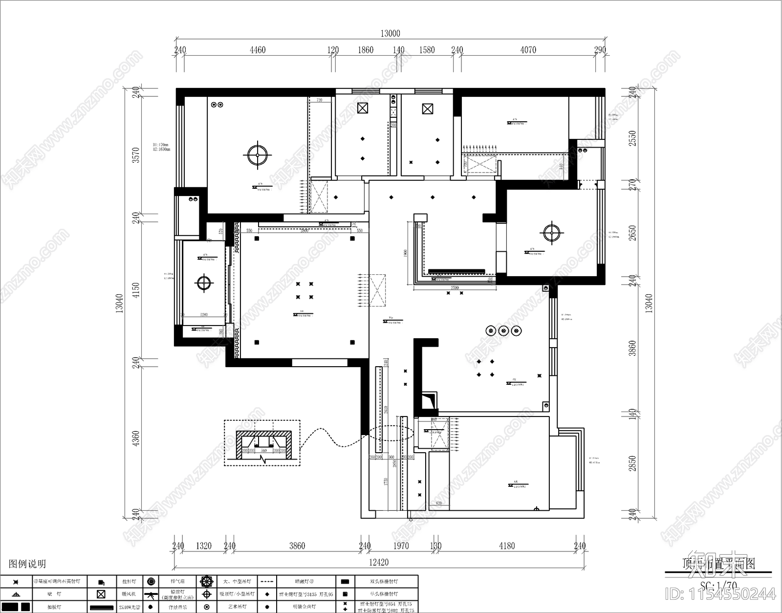 家装空间cad施工图下载【ID:1154550244】