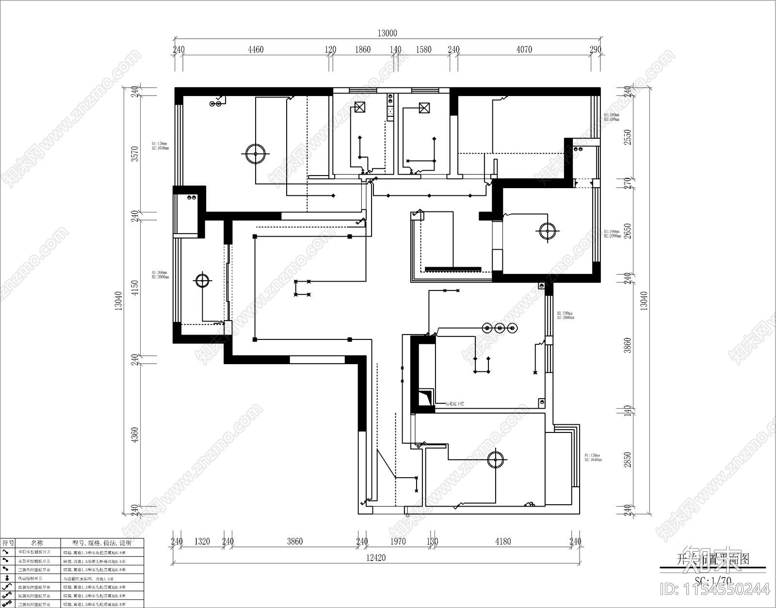 家装空间cad施工图下载【ID:1154550244】