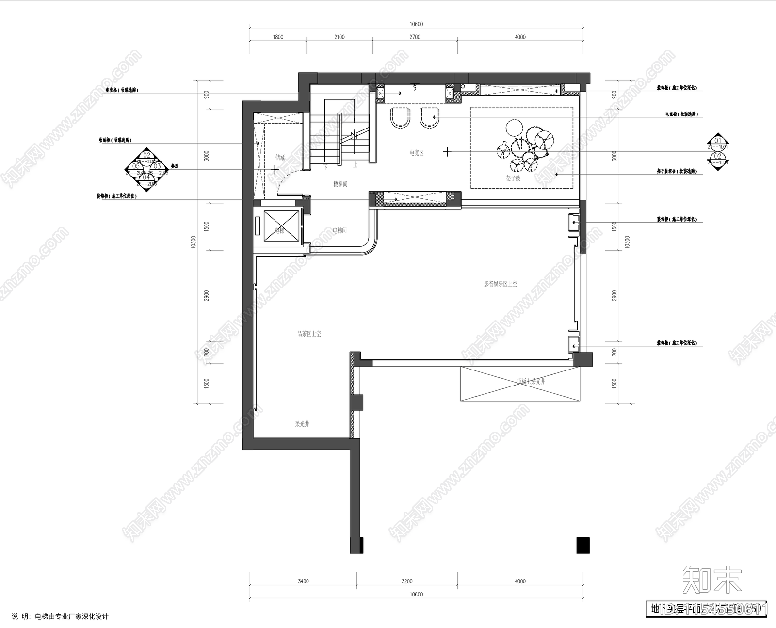 现代轻奢排屋无主灯室内设计施工图下载【ID:1154550611】