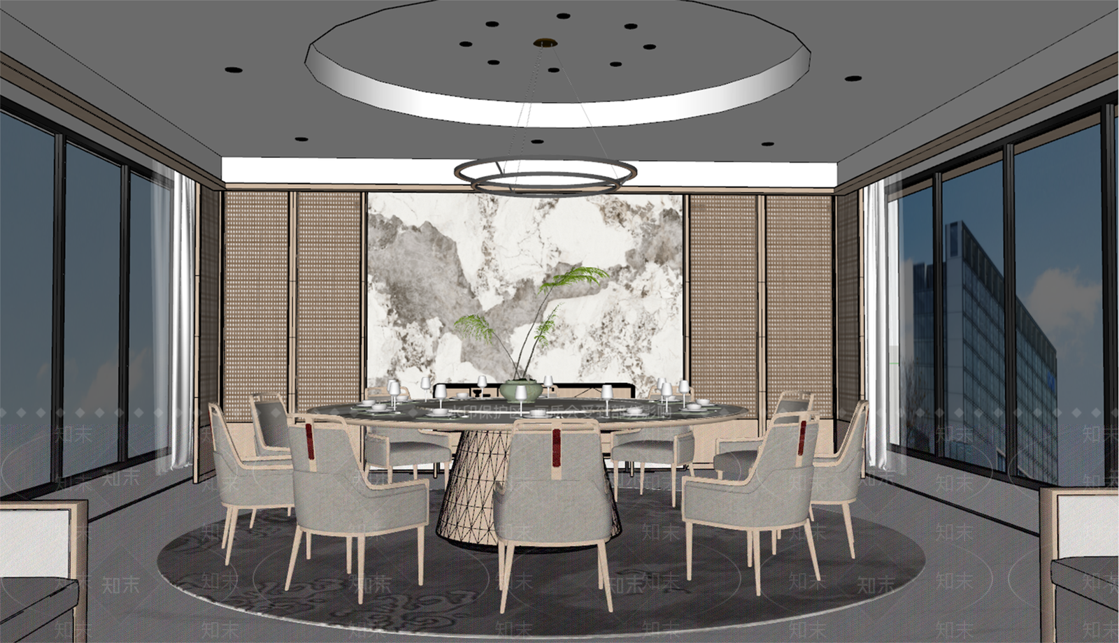 新中式餐厅包厢SU模型下载【ID:1154551313】