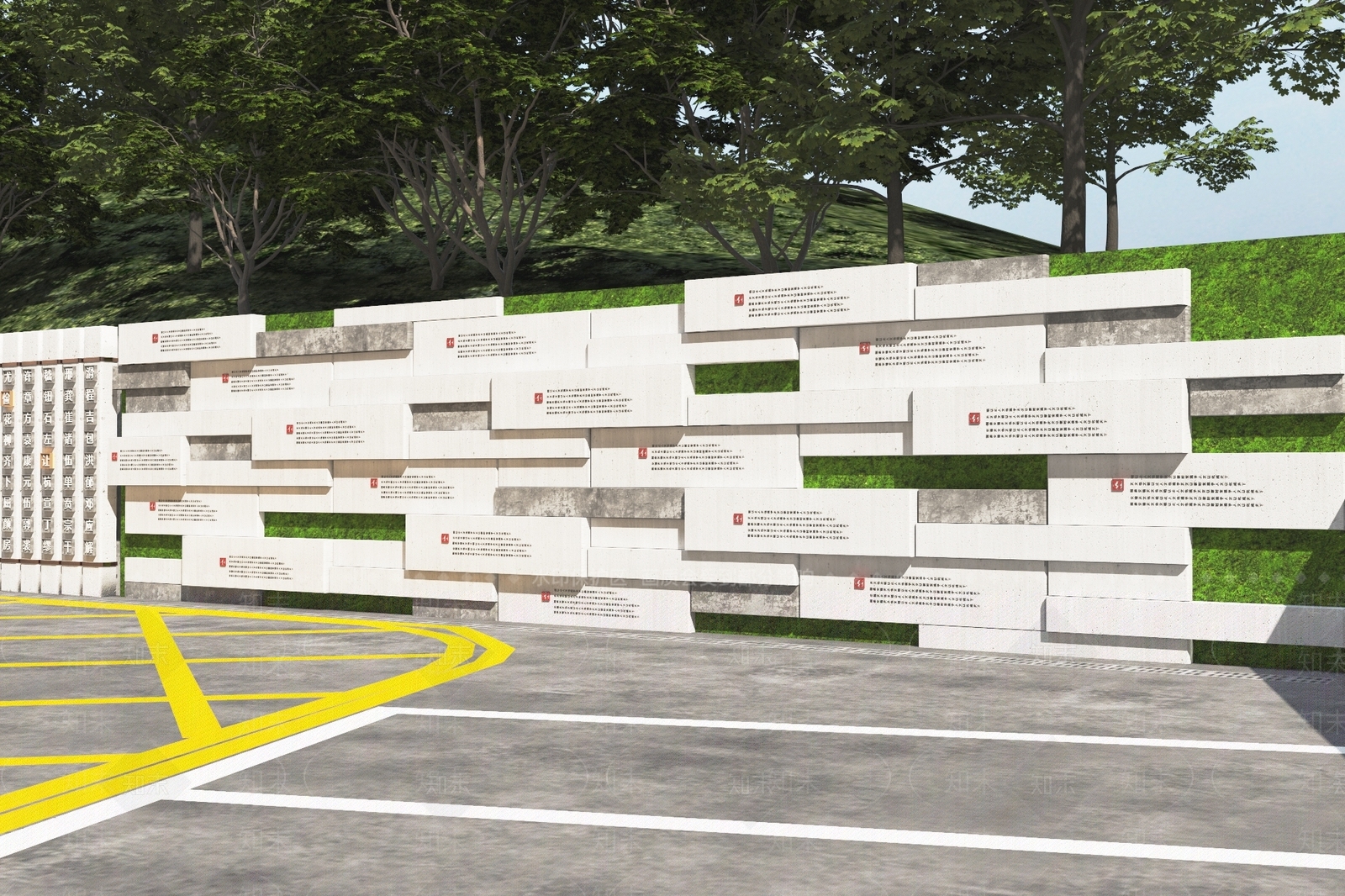 新中式儒家五常景墙3D模型下载【ID:1154555030】