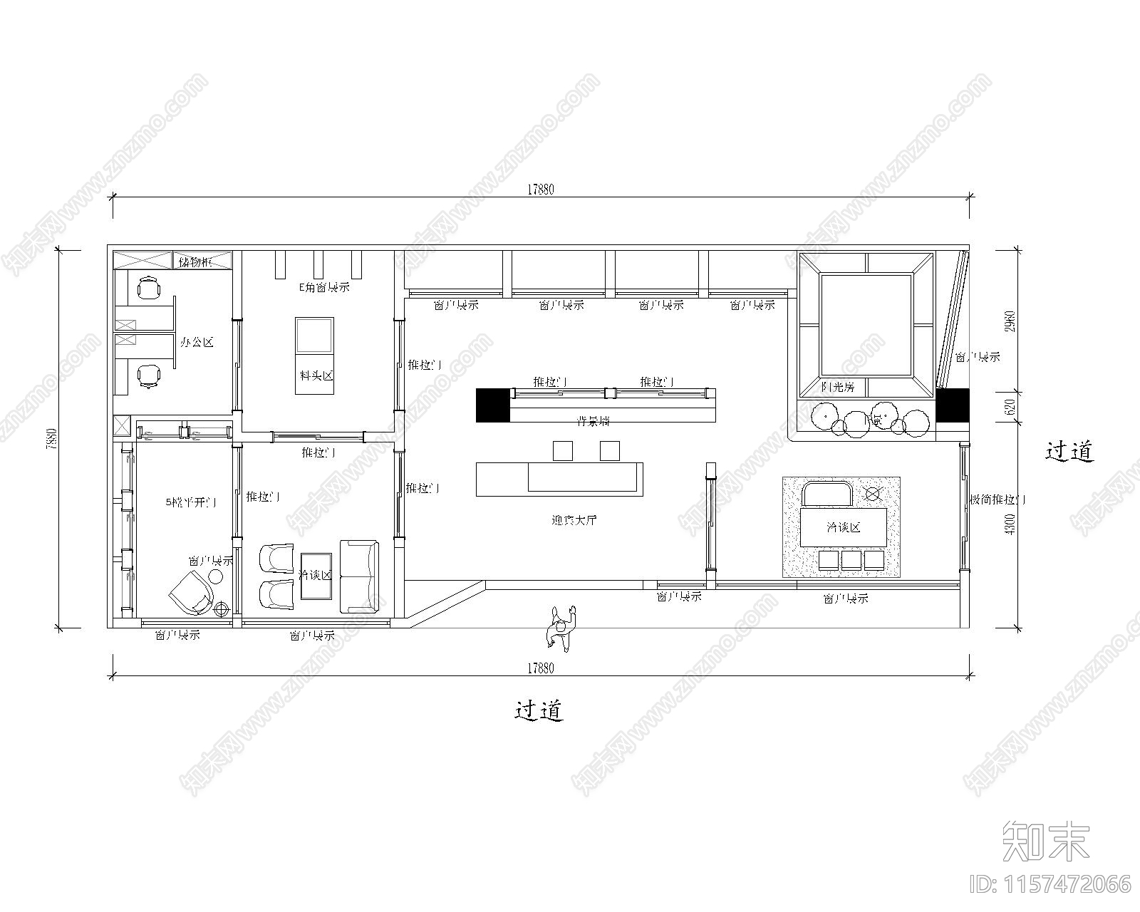 门窗店cad施工图下载【ID:1157472066】