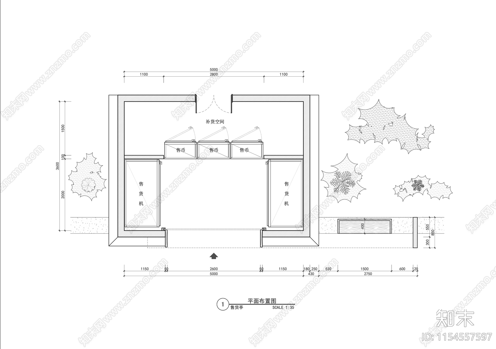室外钢结构亭子景观cad施工图下载【ID:1154557597】