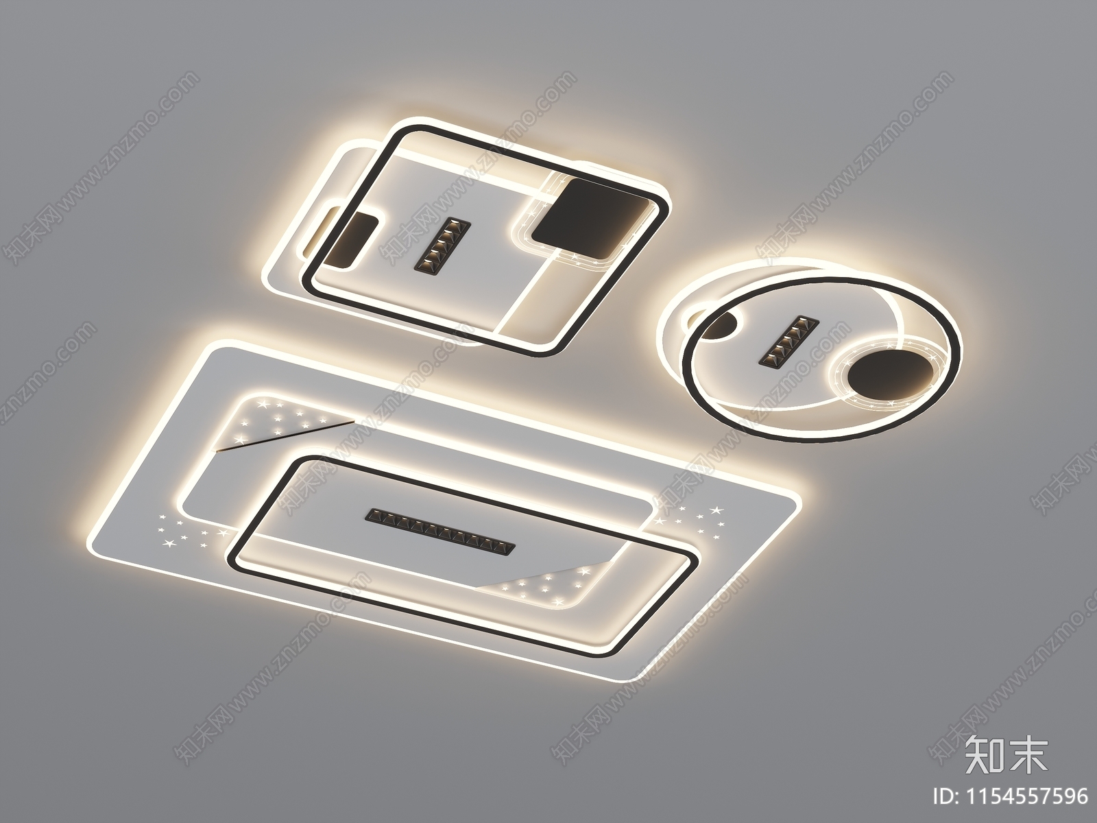 现代简约吸顶灯3D模型下载【ID:1154557596】