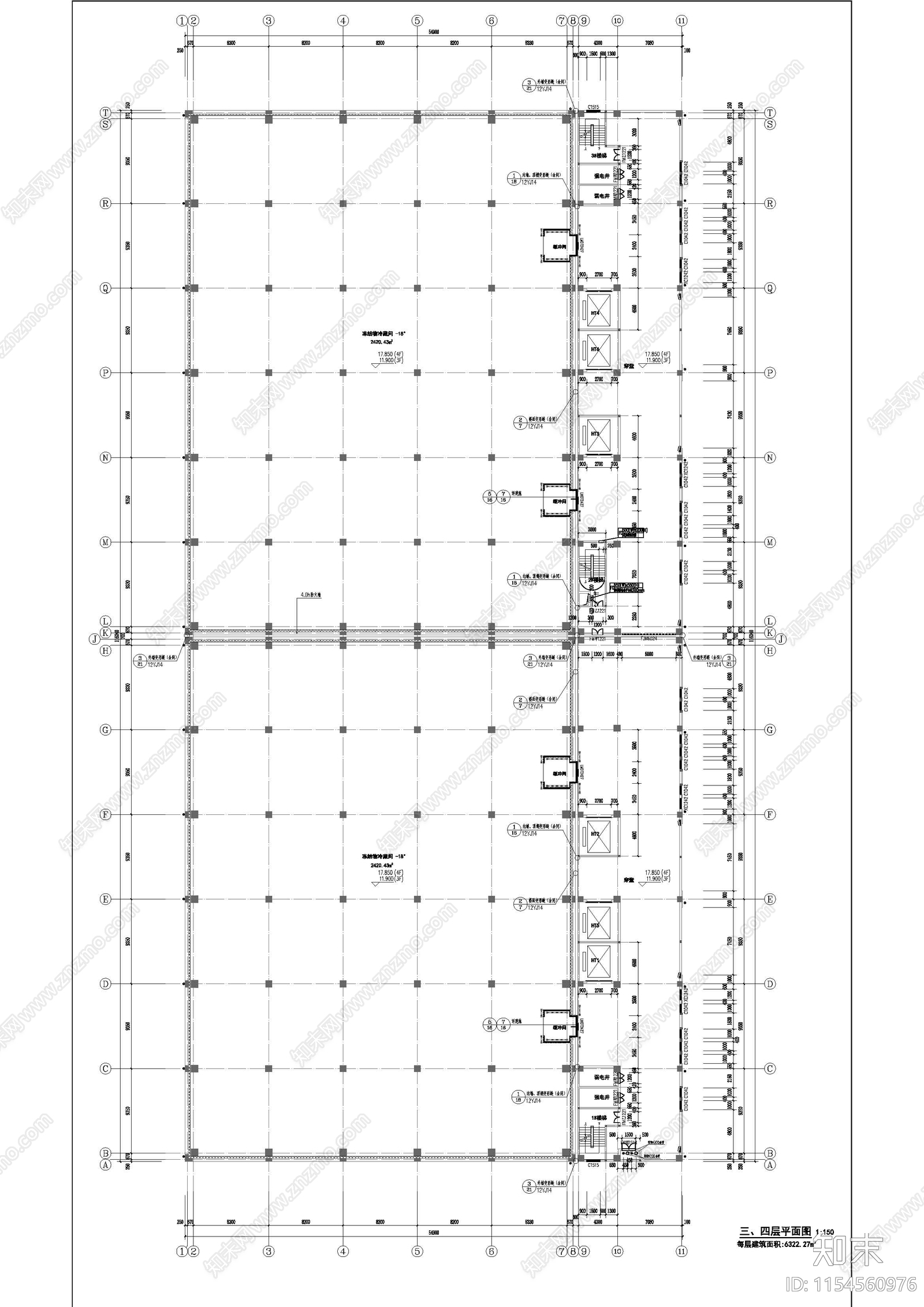 万邦五层冷库建筑cad施工图下载【ID:1154560976】