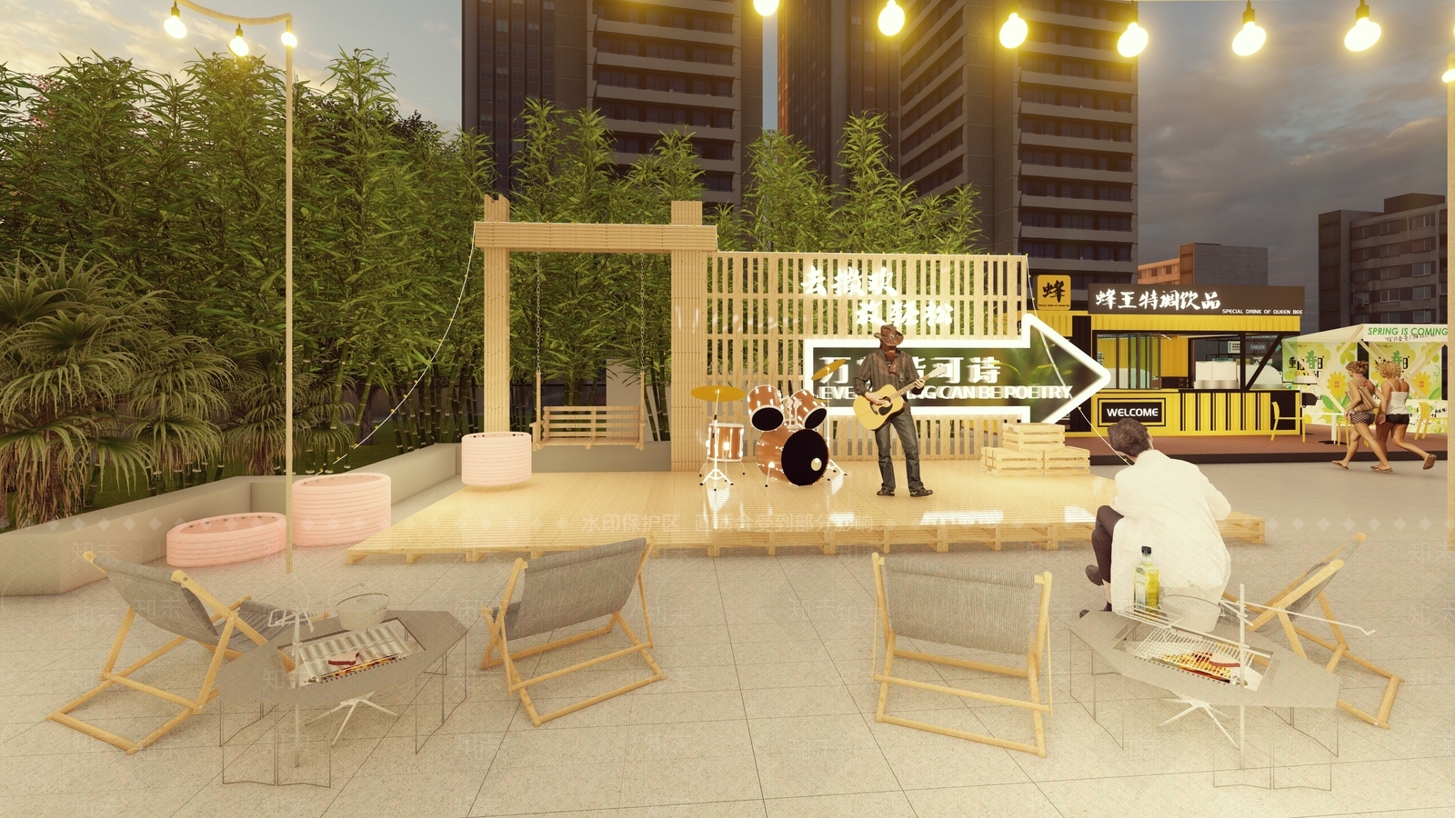 现代网红夜市SU模型下载【ID:1154562071】
