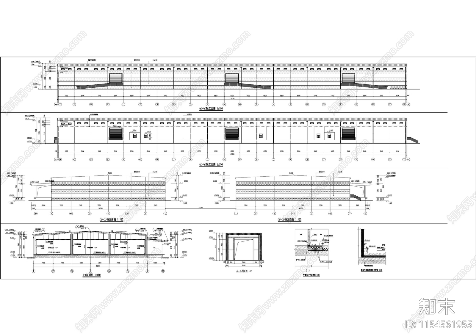 单层高温冷库建筑cad施工图下载【ID:1154561955】