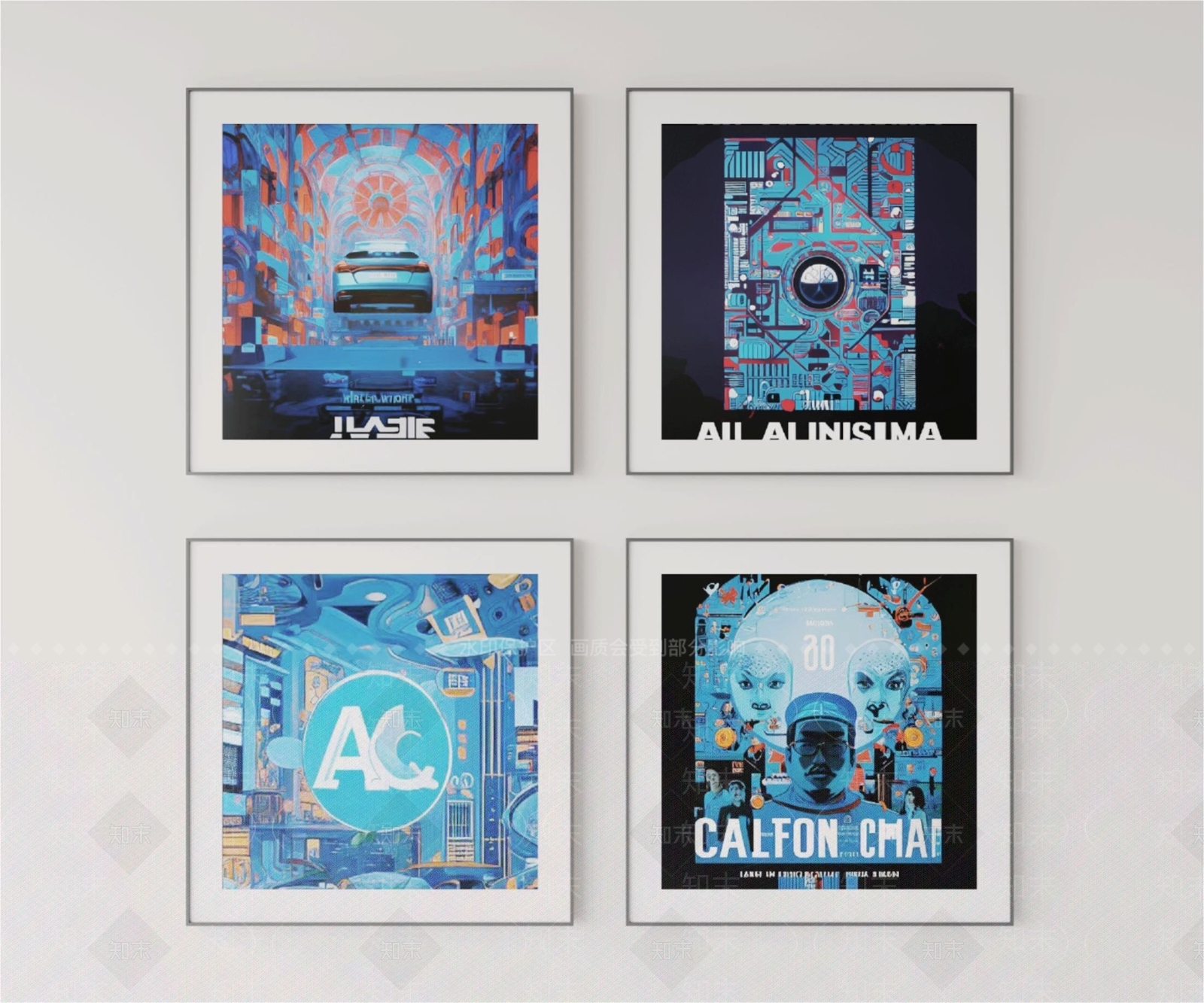 现代AI科幻建筑装饰画SU模型下载【ID:1154562574】