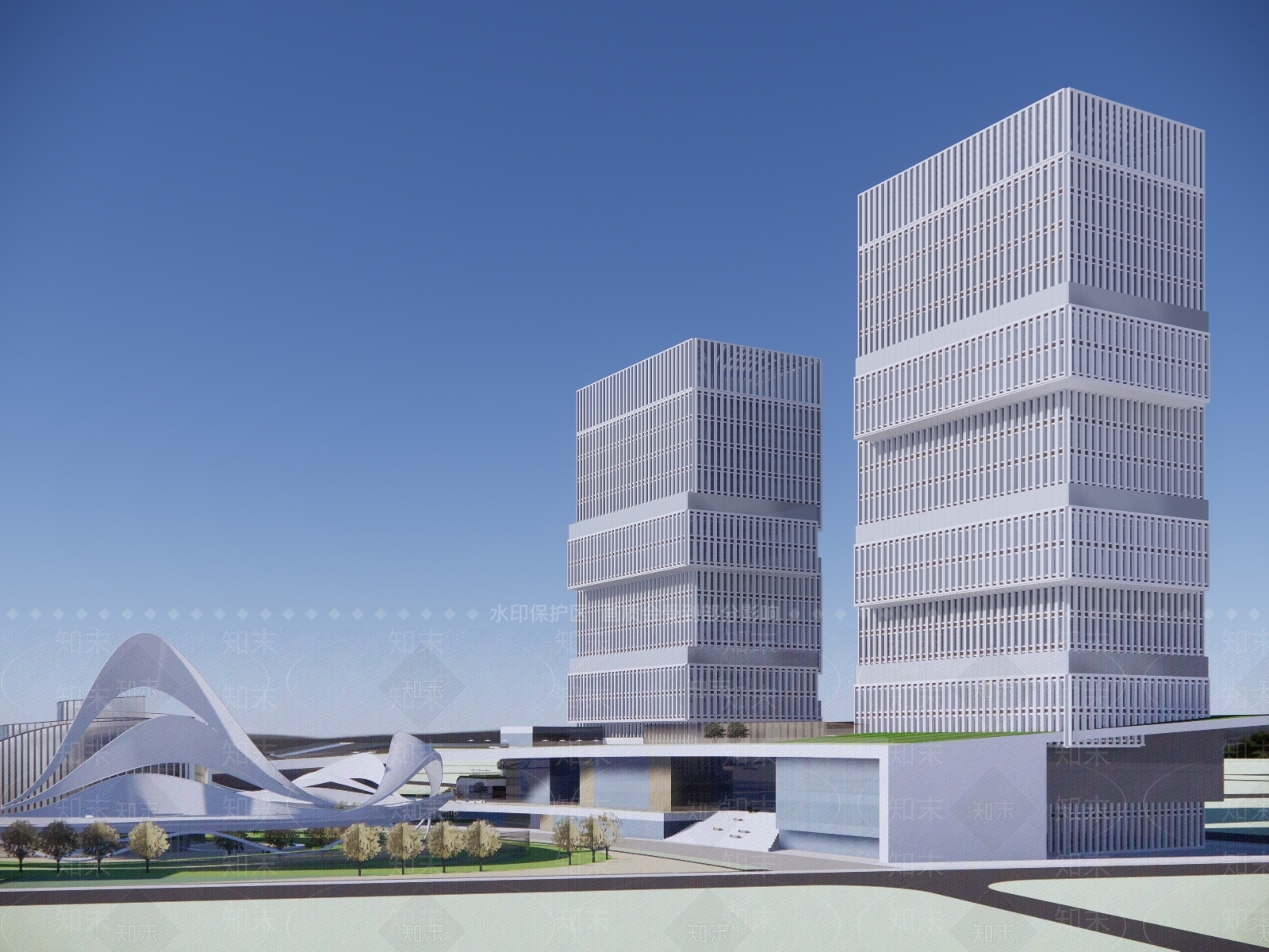 现代商业建筑SU模型下载【ID:1154563900】
