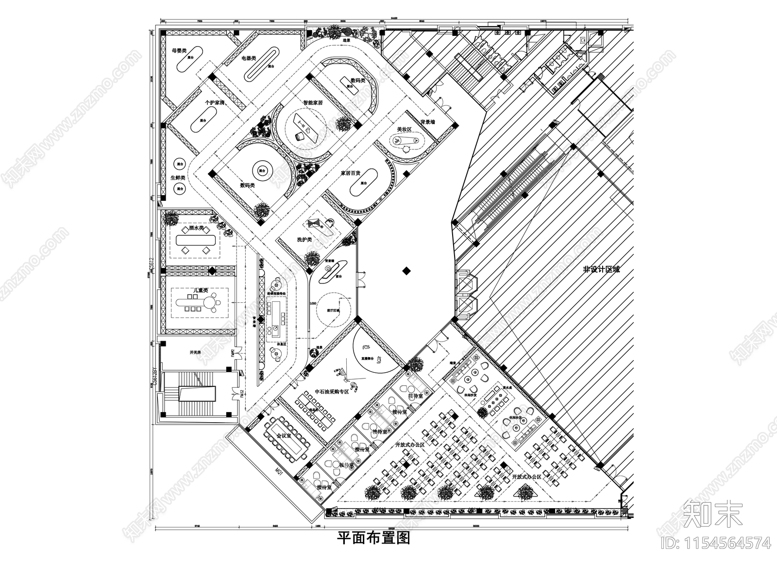 1800平直播间孵化基地室内cad施工图下载【ID:1154564574】