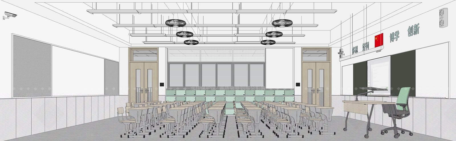 现代学校教室SU模型下载【ID:1154567934】