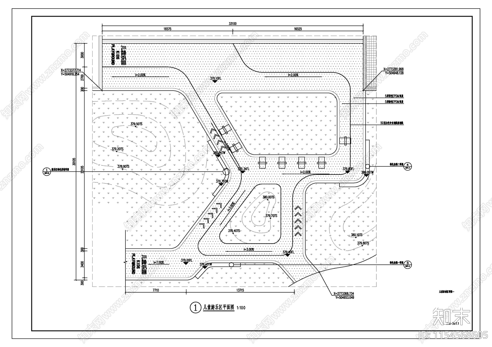 儿童游乐区室内cad施工图下载【ID:1154568605】