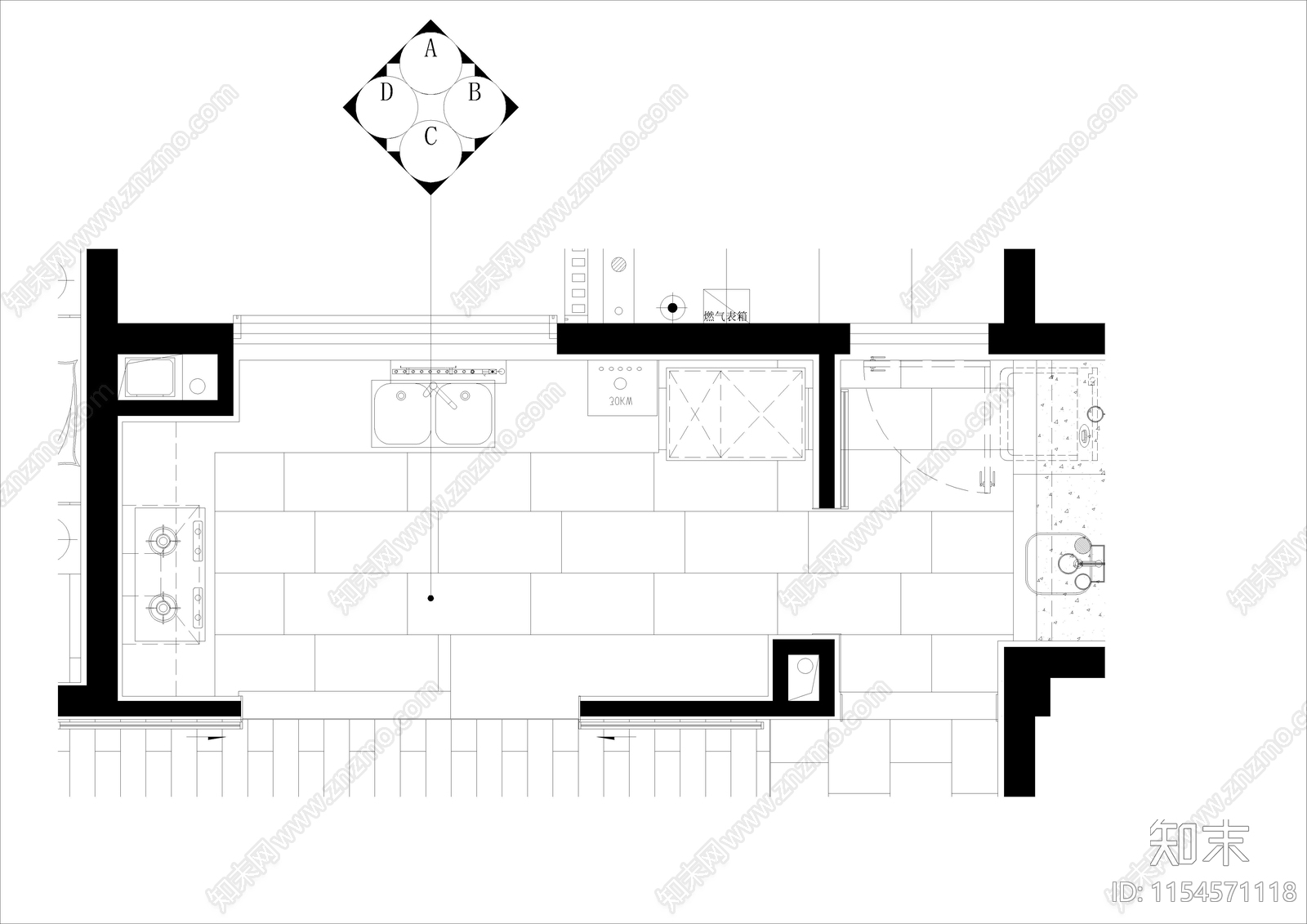 厨房室内施工图下载【ID:1154571118】