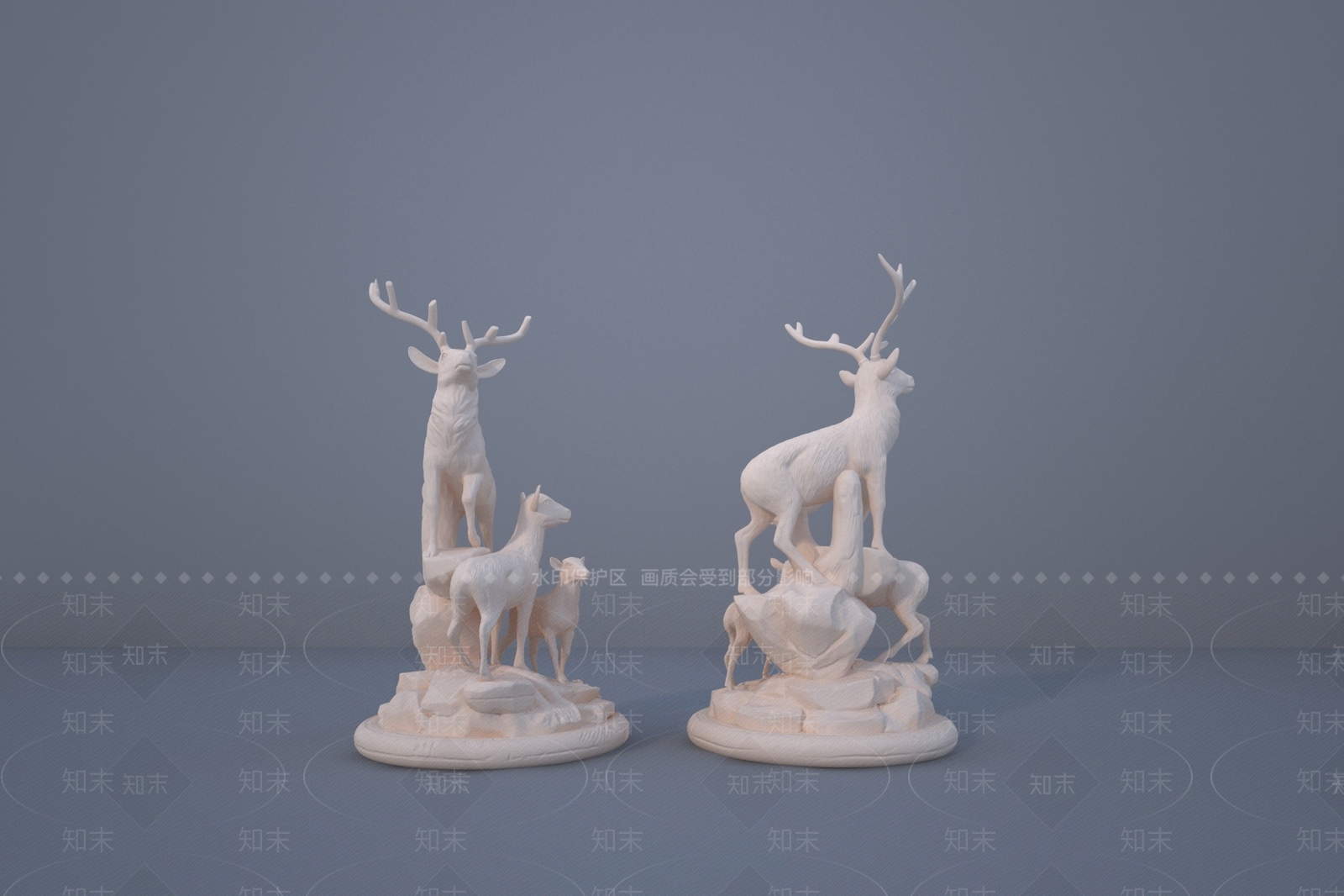 现代三只鹿摆件3D模型下载【ID:1154571571】