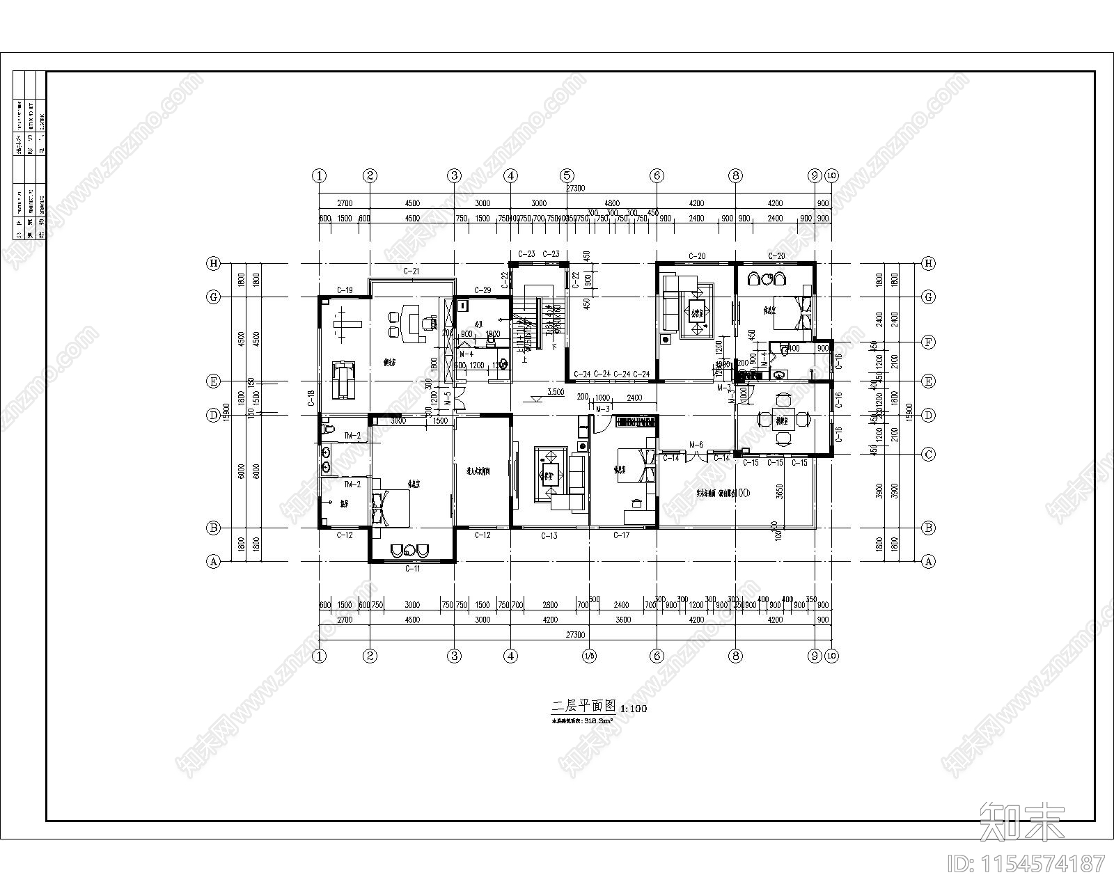 欧式别墅建筑cad施工图下载【ID:1154574187】