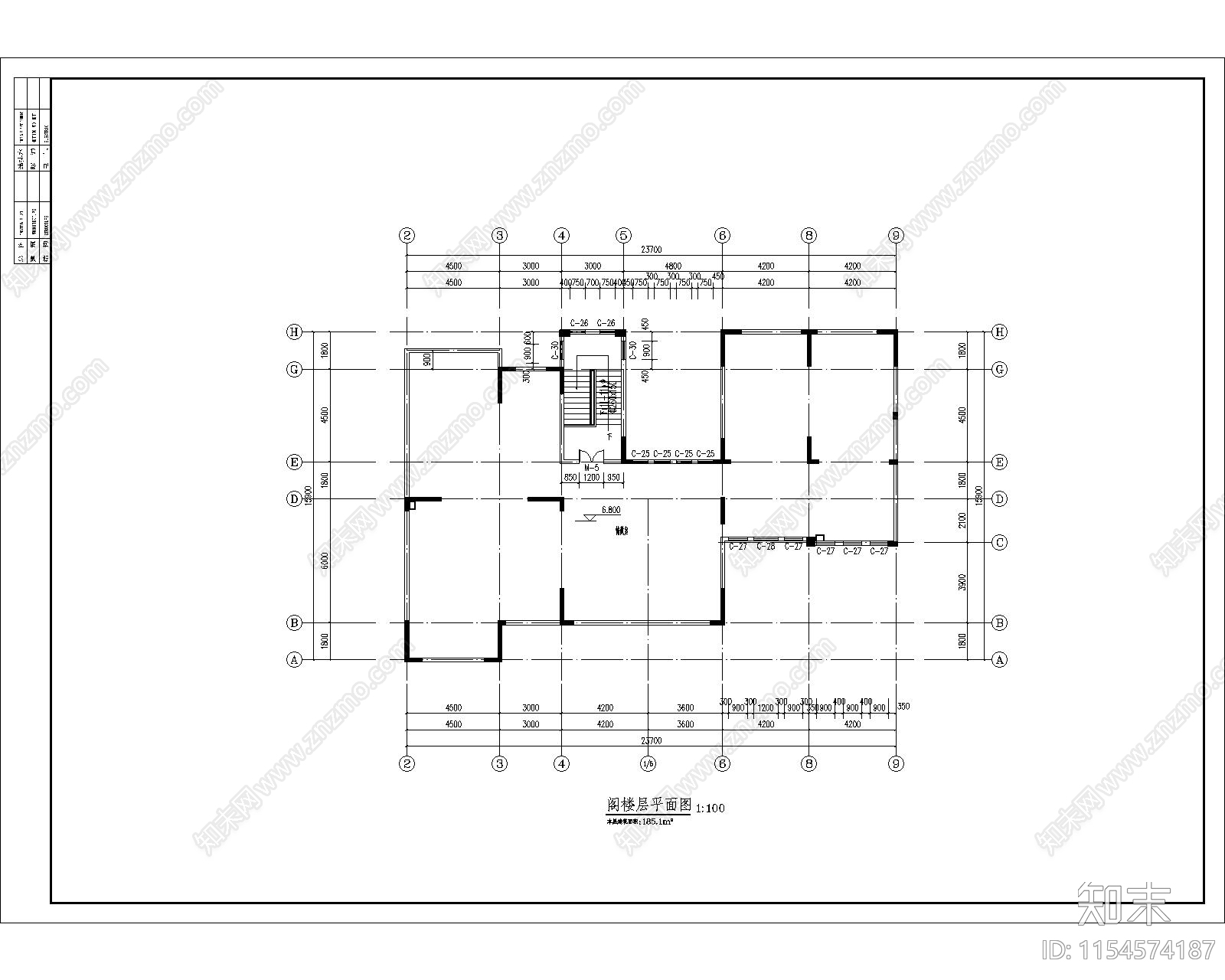 欧式别墅建筑cad施工图下载【ID:1154574187】