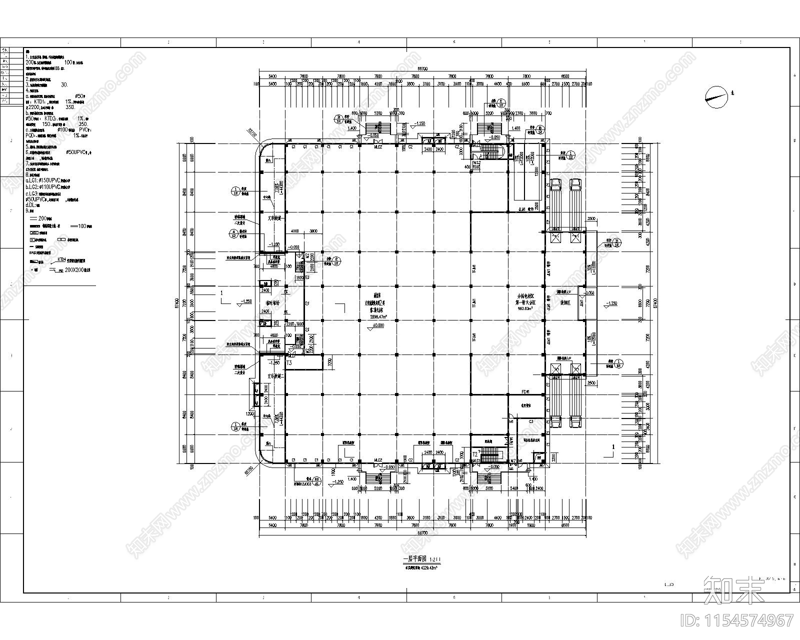 4000平方某物流仓库地下冷库全套建筑cad施工图下载【ID:1154574967】