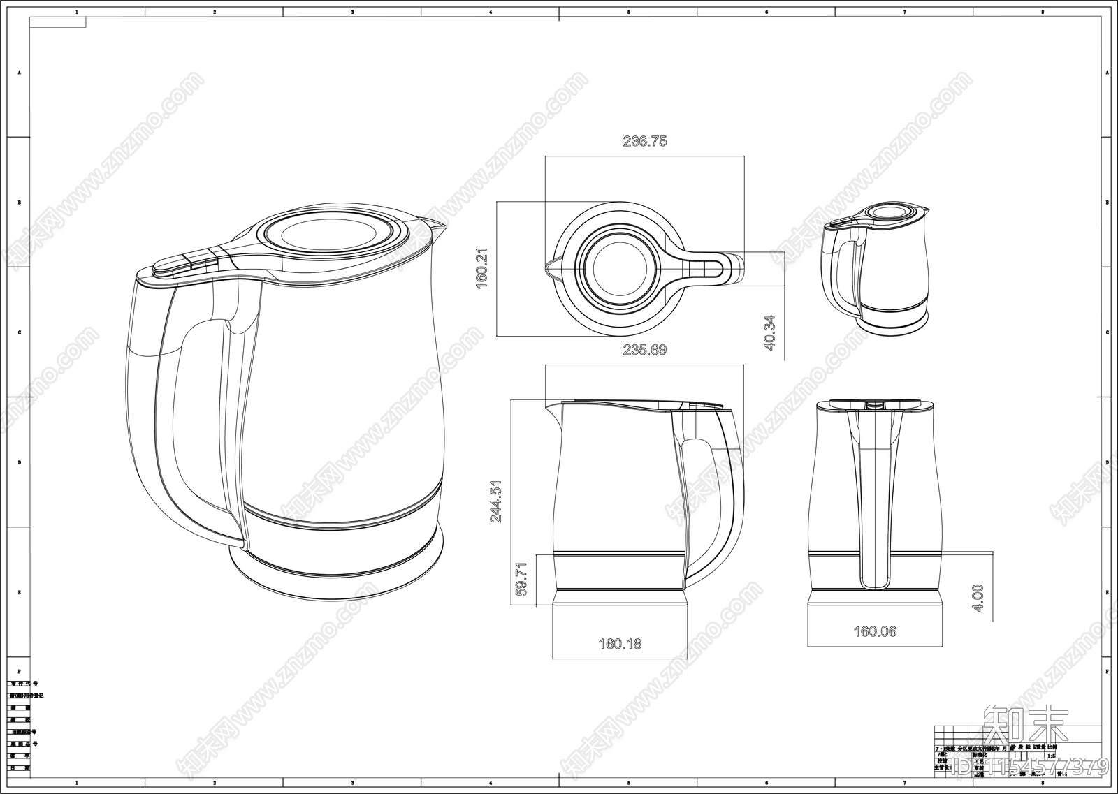 茶壶制作图图块施工图下载【ID:1154577379】