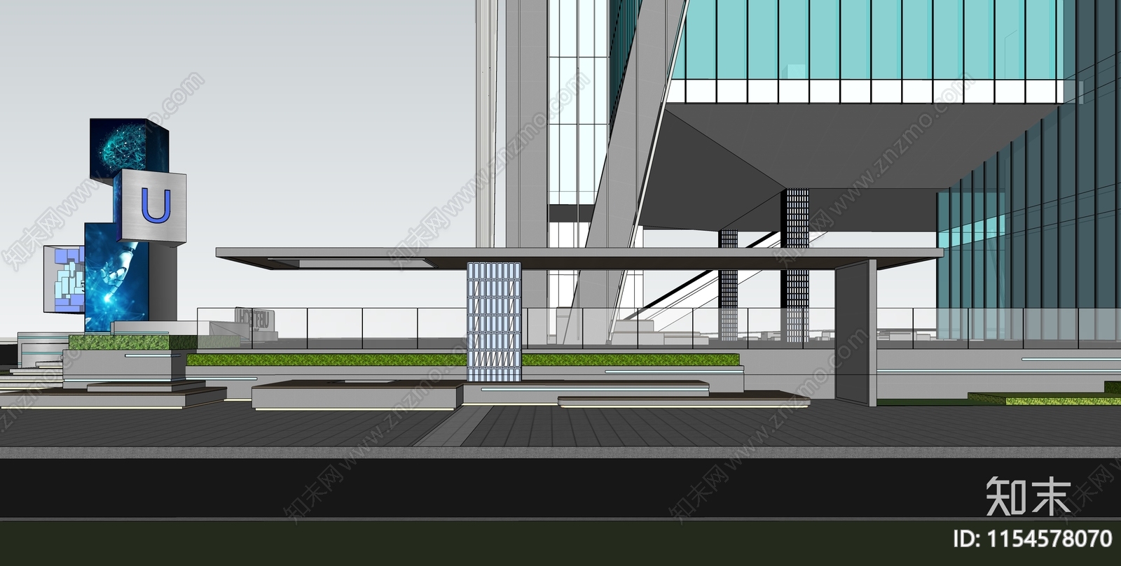 现代高新科技办公景观SU模型下载【ID:1154578070】