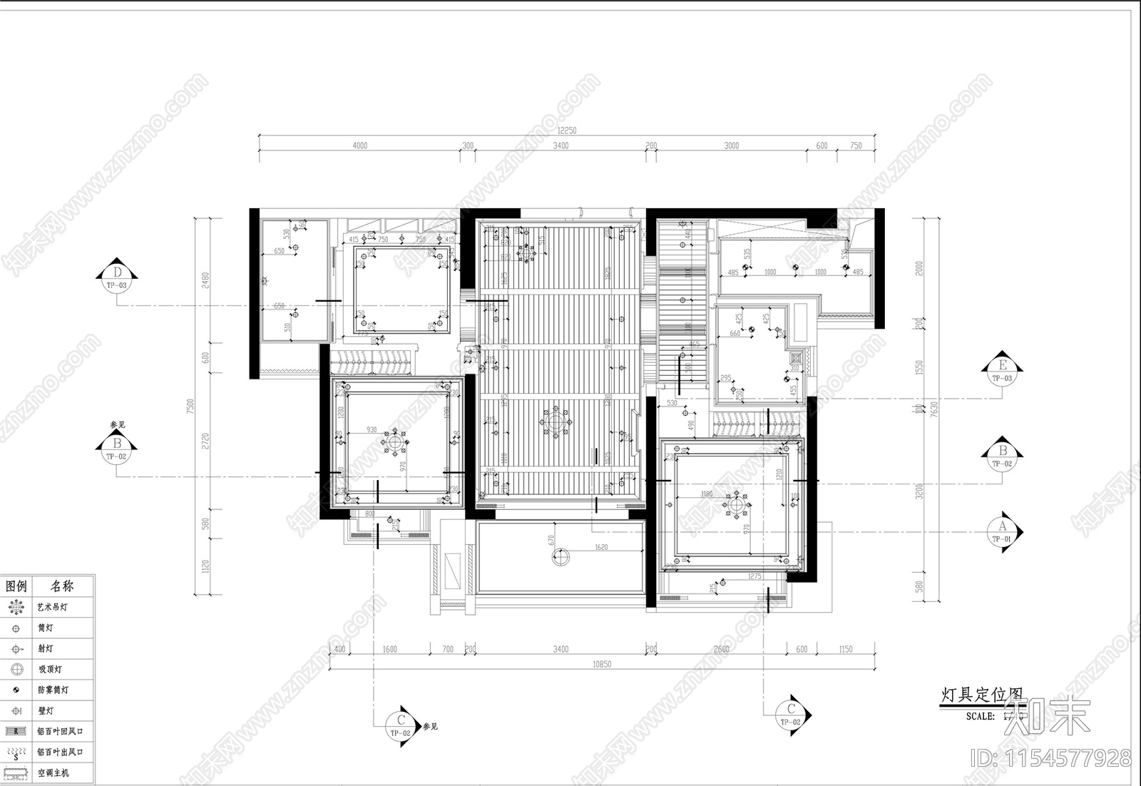 3室2厅1卫地中海风格室内cad施工图下载【ID:1154577928】