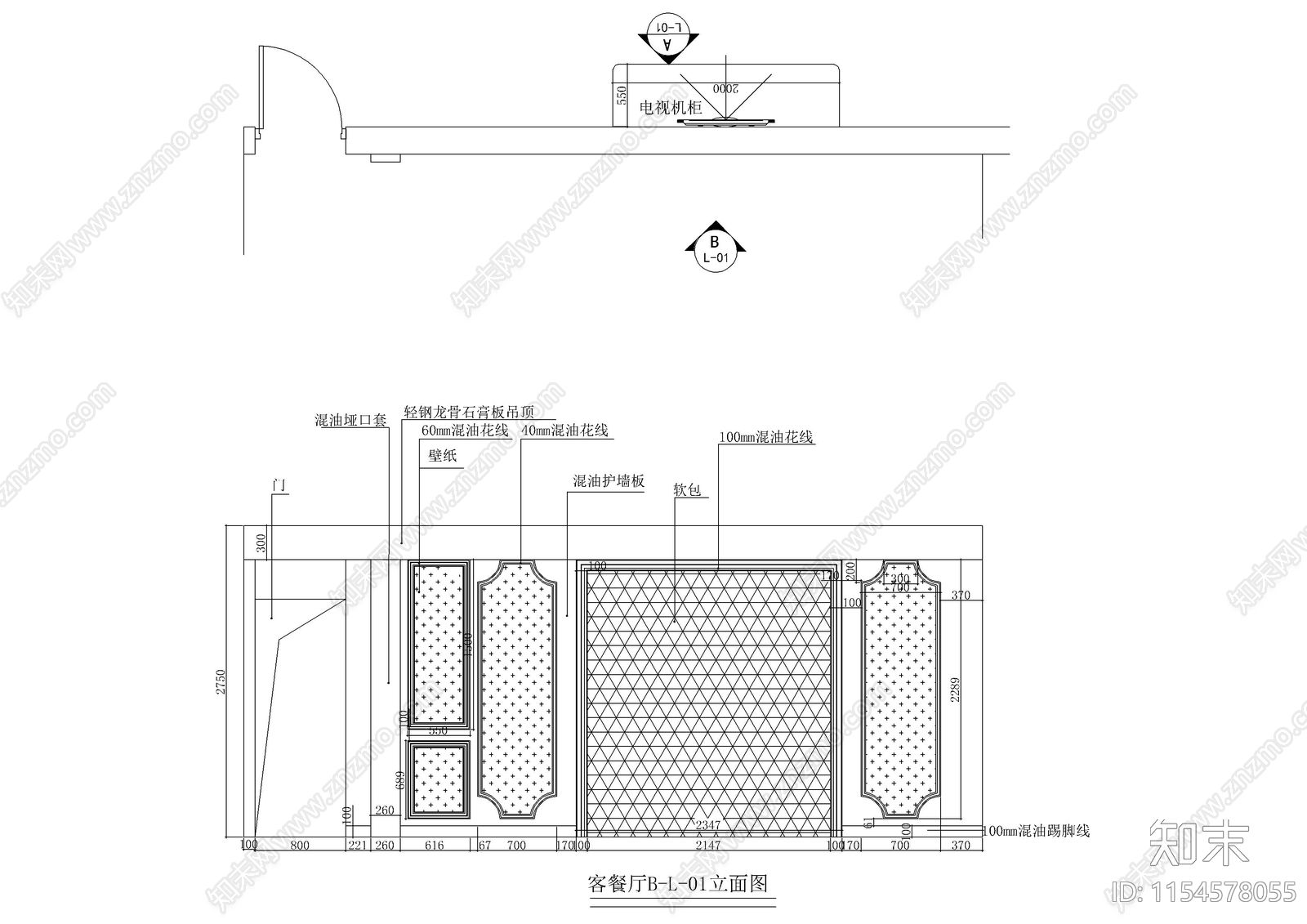 欧式风格3室2厅2卫室内cad施工图下载【ID:1154578055】