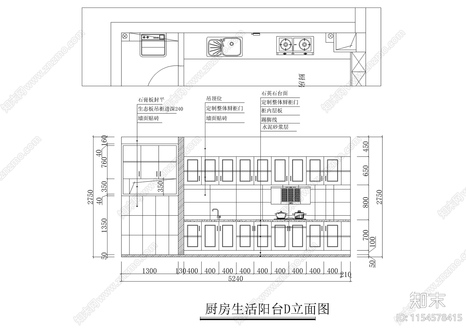 新中式3室2厅2卫装修图室内cad施工图下载【ID:1154578415】