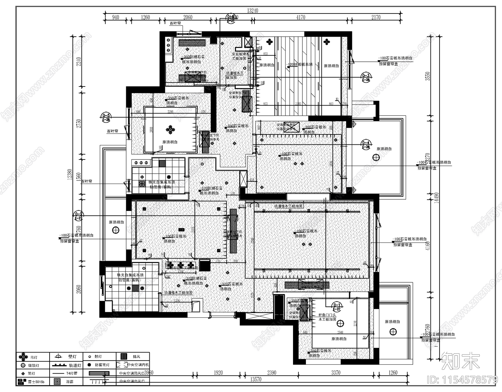 现代大平层无主灯室内cad施工图下载【ID:1154578579】