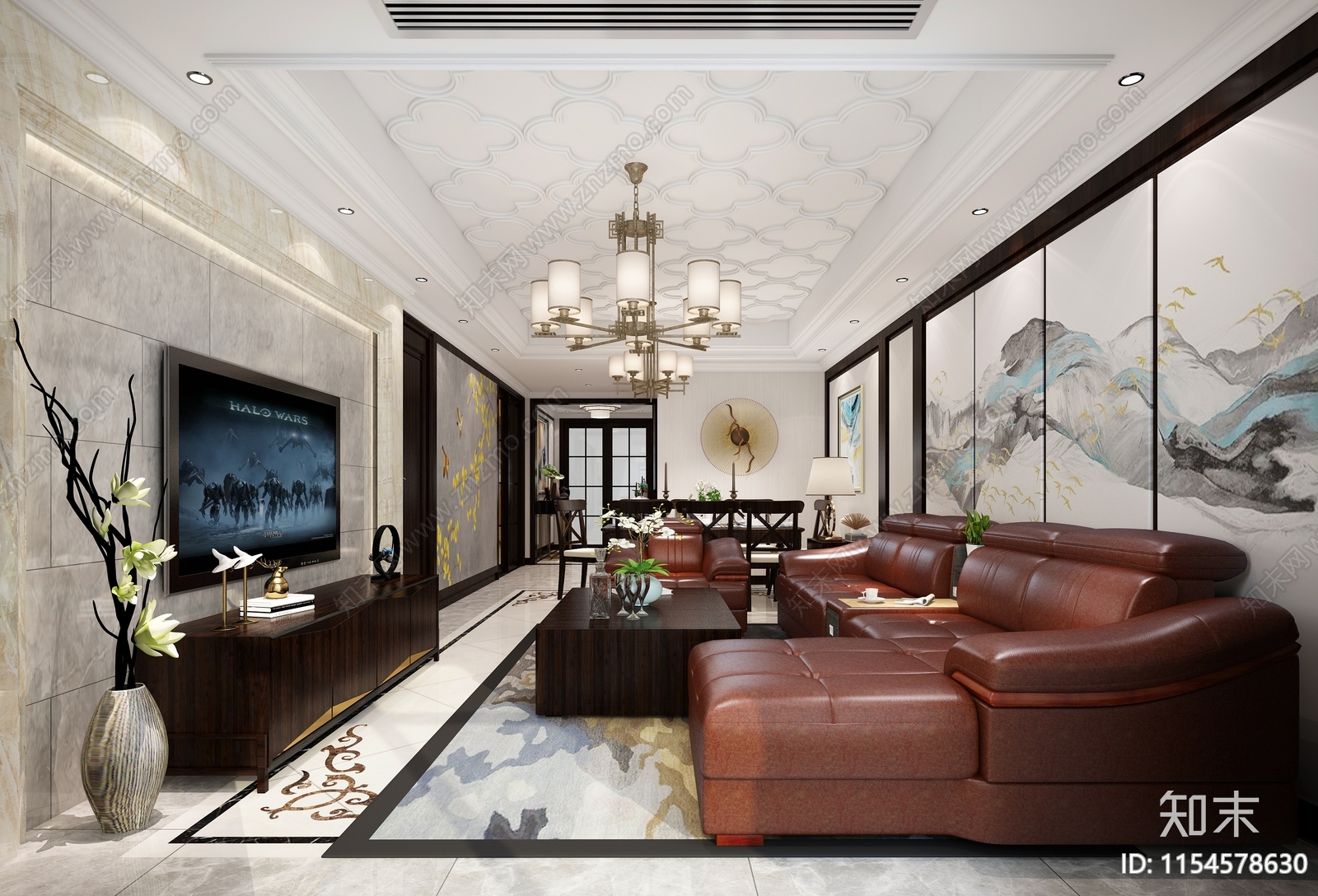 三室两厅两卫室内cad施工图下载【ID:1154578630】