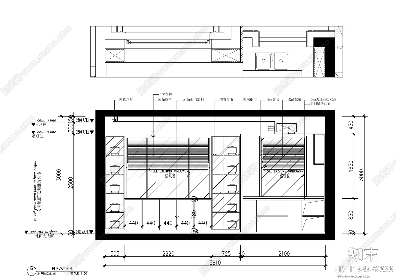 现代轻奢大平层无主灯室内cad施工图下载【ID:1154578636】