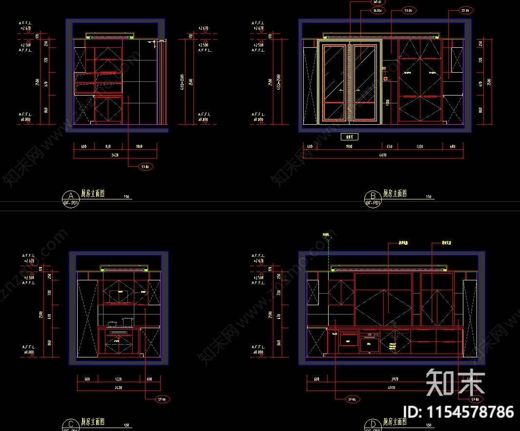 轻奢风格两层别墅室内cad施工图下载【ID:1154578786】