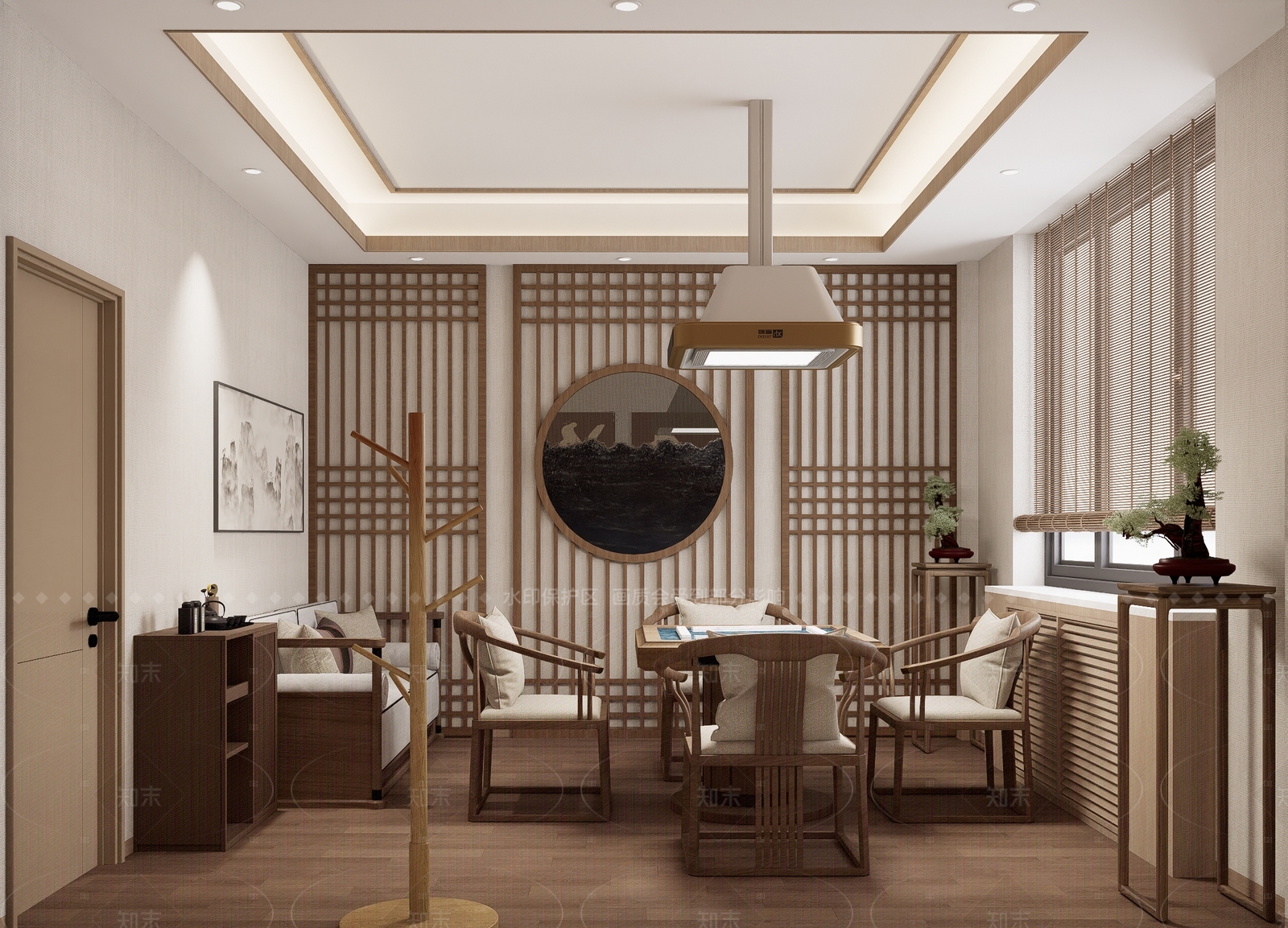 新中式棋牌室SU模型下载【ID:1216035627】