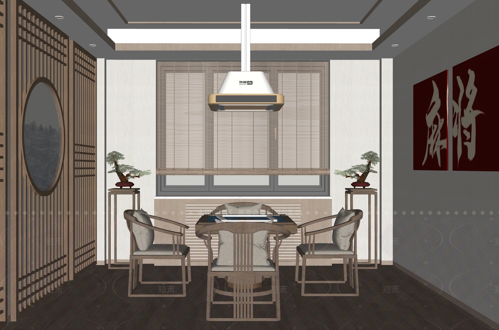 新中式棋牌室SU模型下载【ID:1154583141】