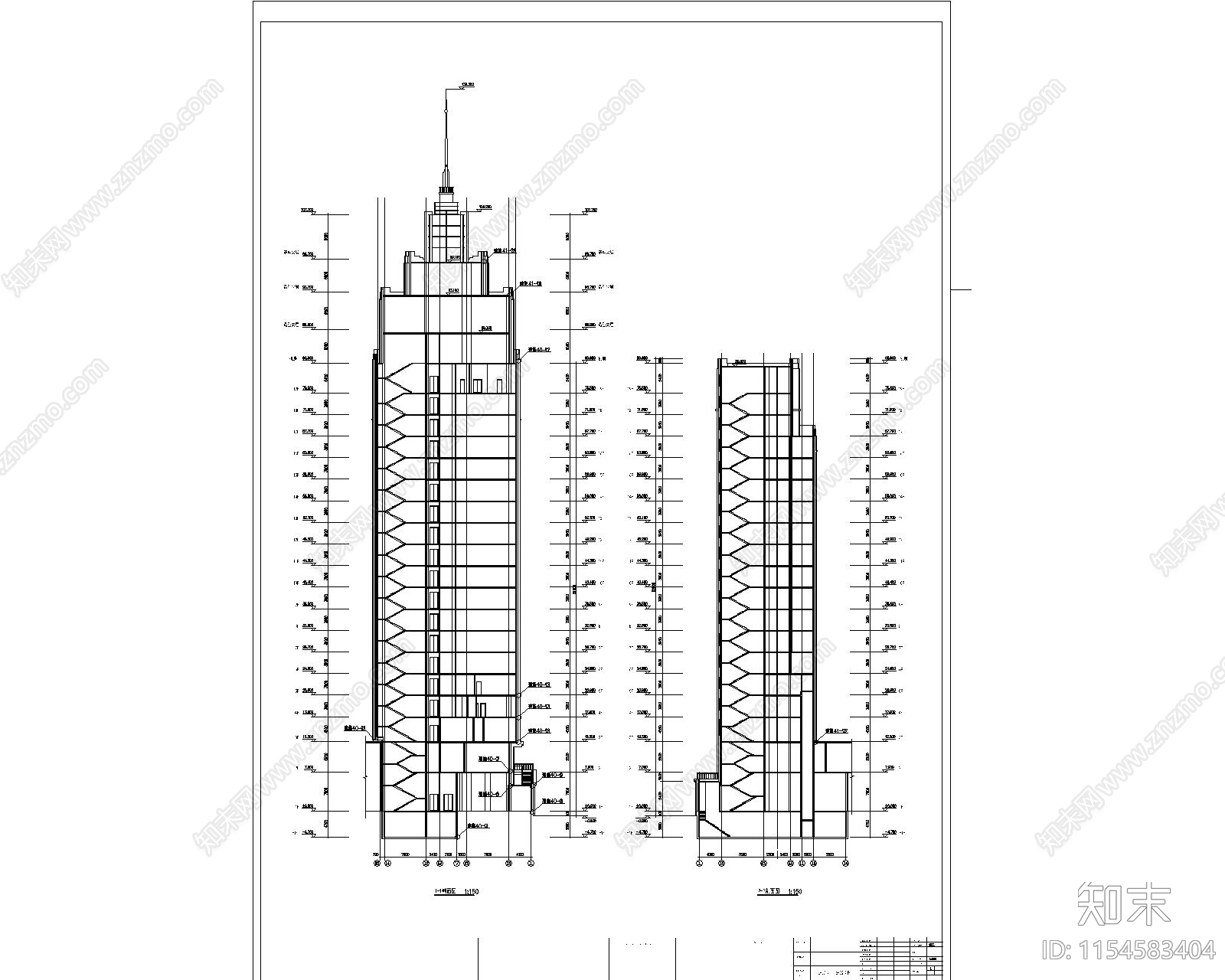 21层大酒店建筑cad施工图下载【ID:1154583404】