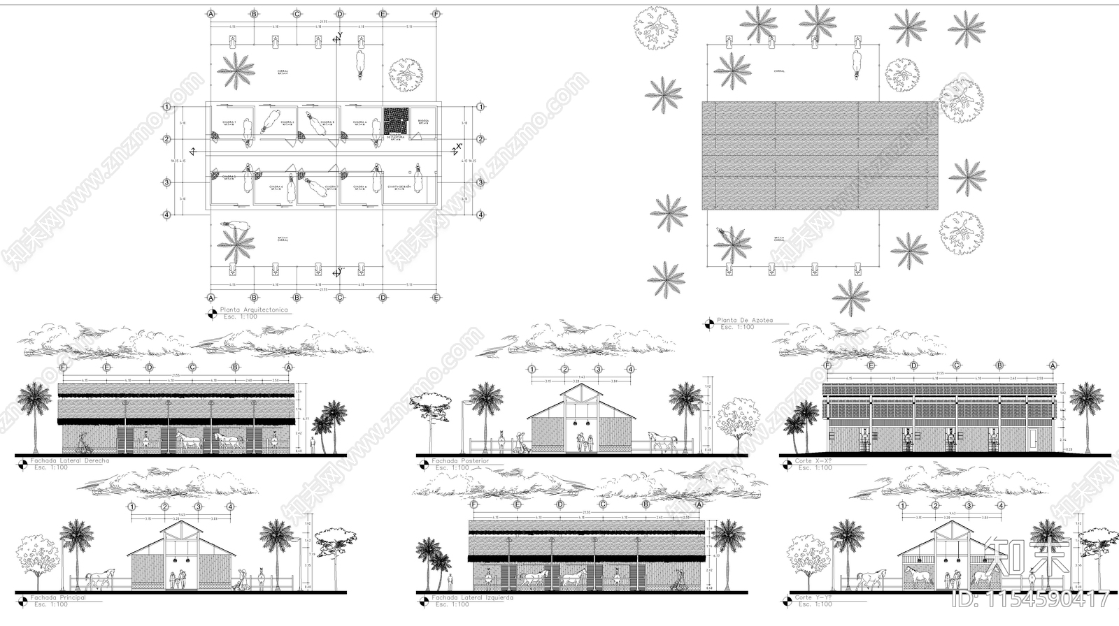 马场建筑cad施工图下载【ID:1154590417】