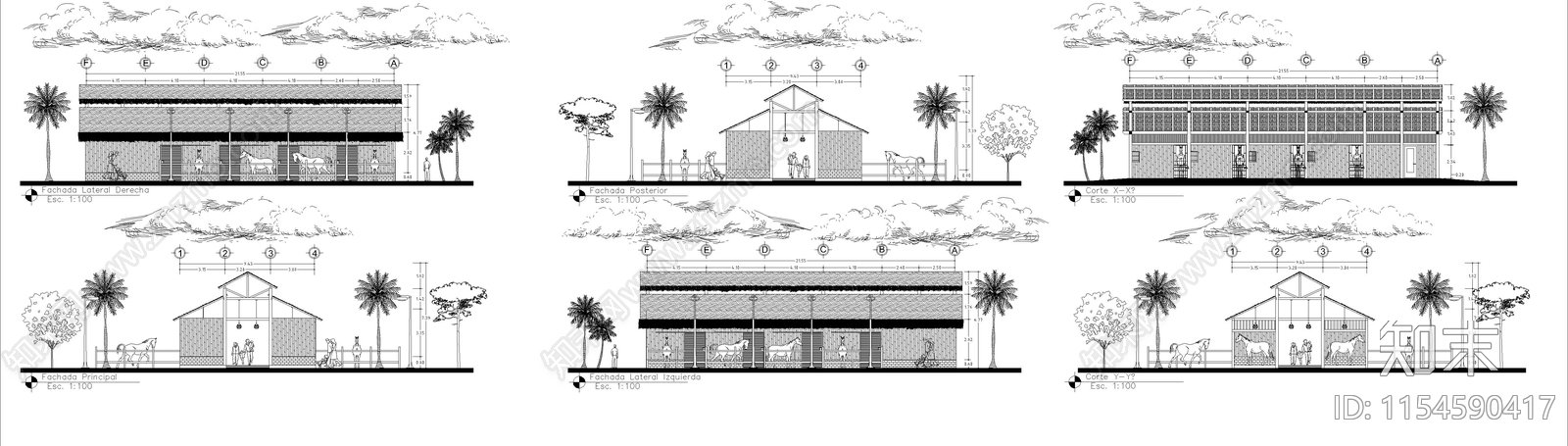 马场建筑cad施工图下载【ID:1154590417】