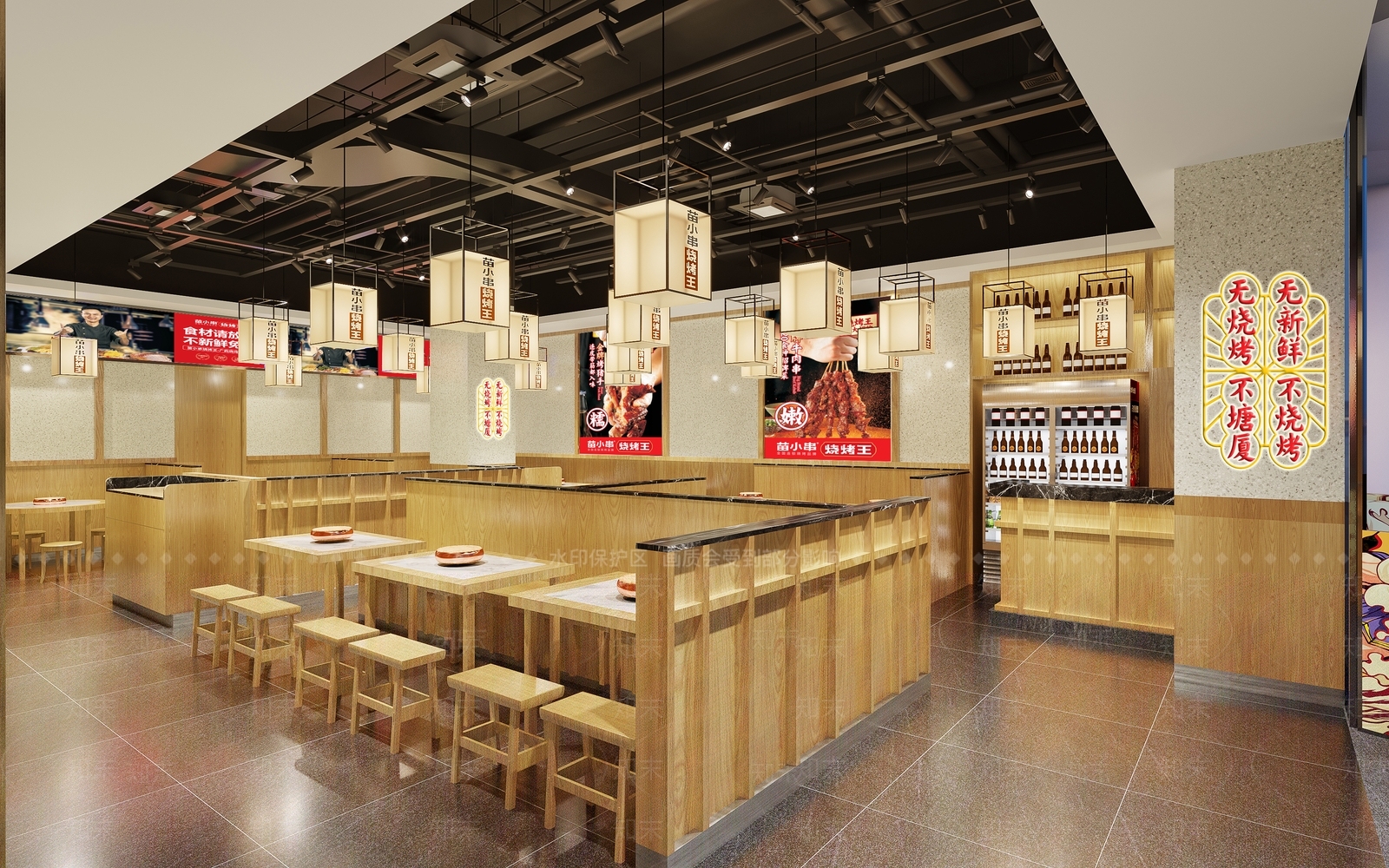 新中式街边烧烤店SU模型下载【ID:1154593052】