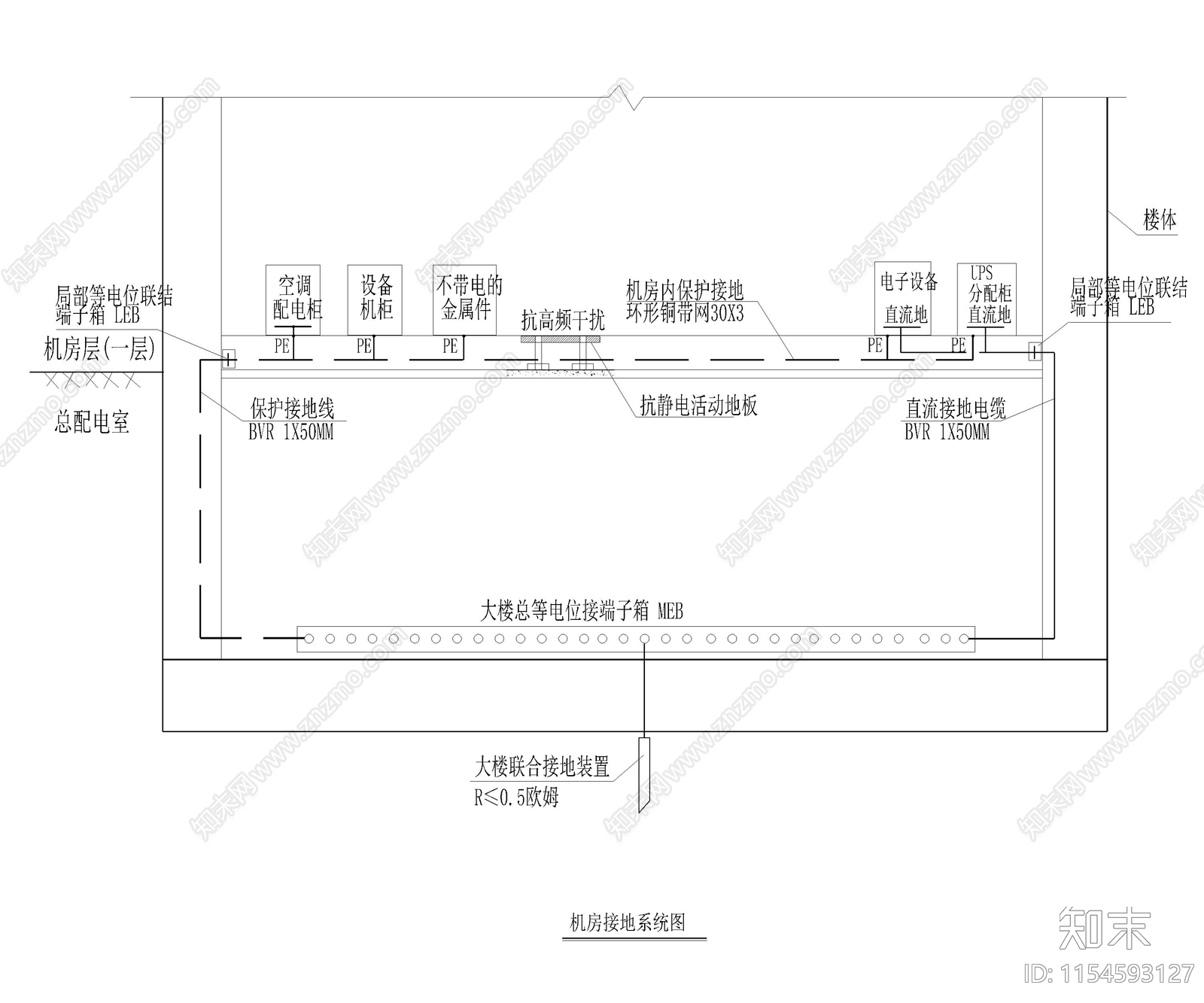 计算机房配电图电气工程cad施工图下载【ID:1154593127】