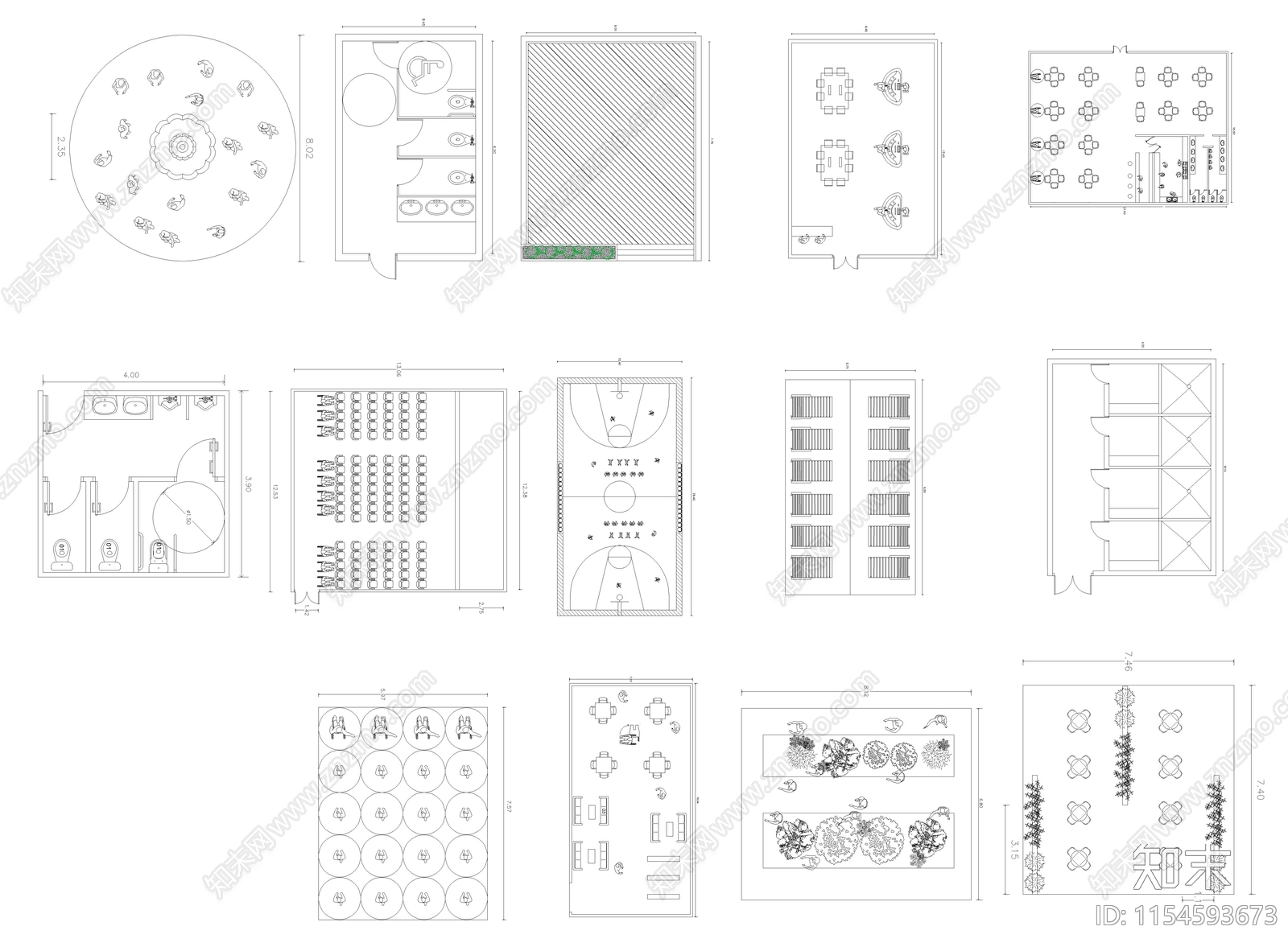 棋牌室娱乐中心室内cad施工图下载【ID:1154593673】