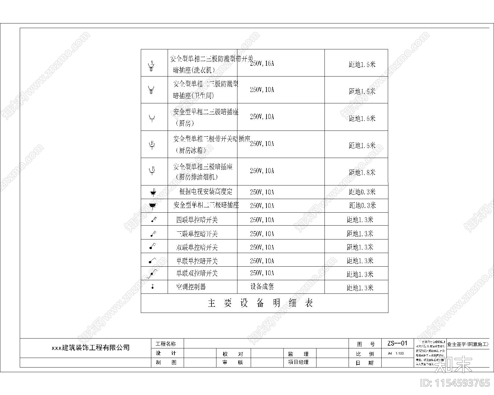 一套家装室内cad施工图下载【ID:1154593765】