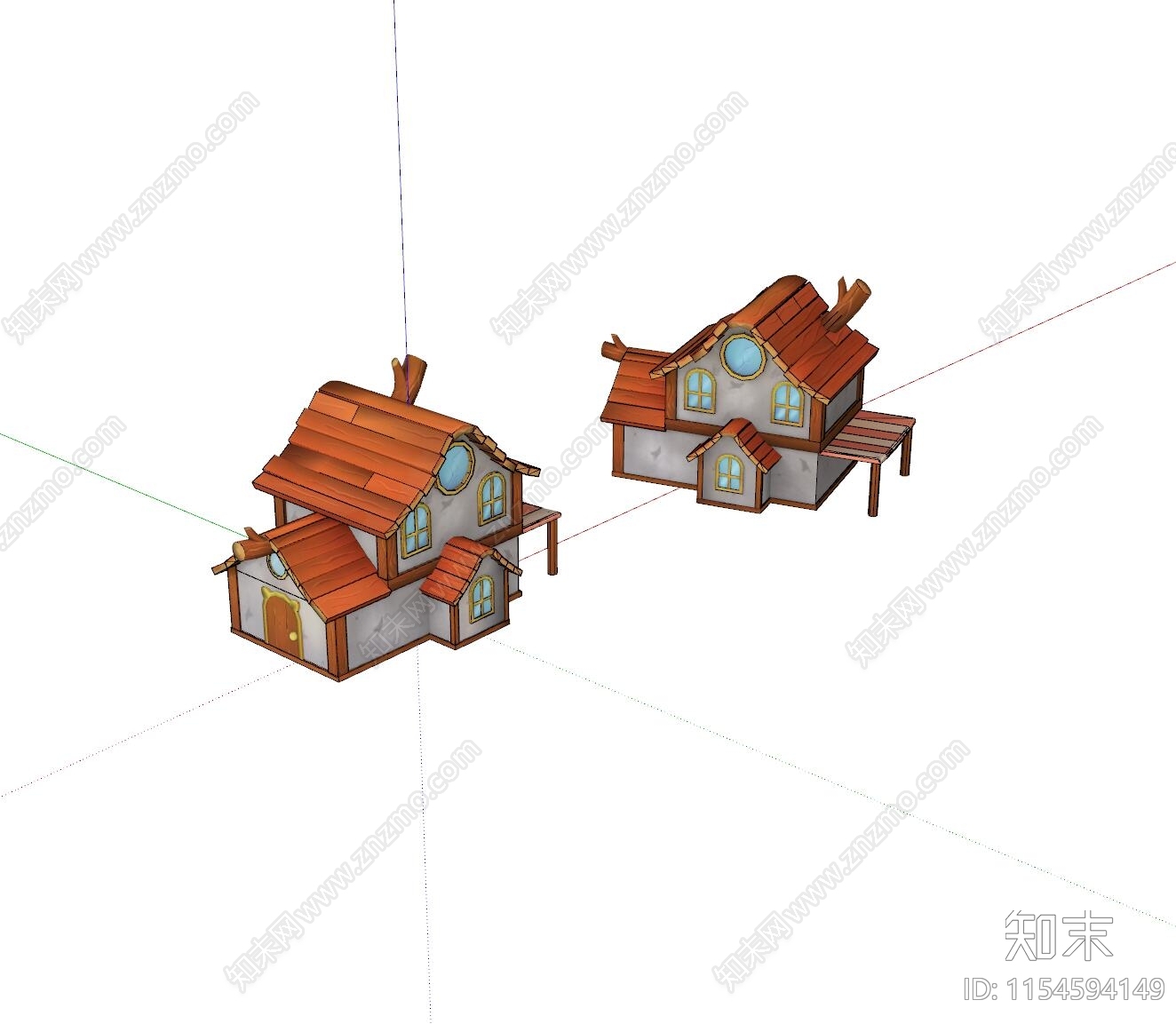 现代卡通房屋摆件SU模型下载【ID:1154594149】